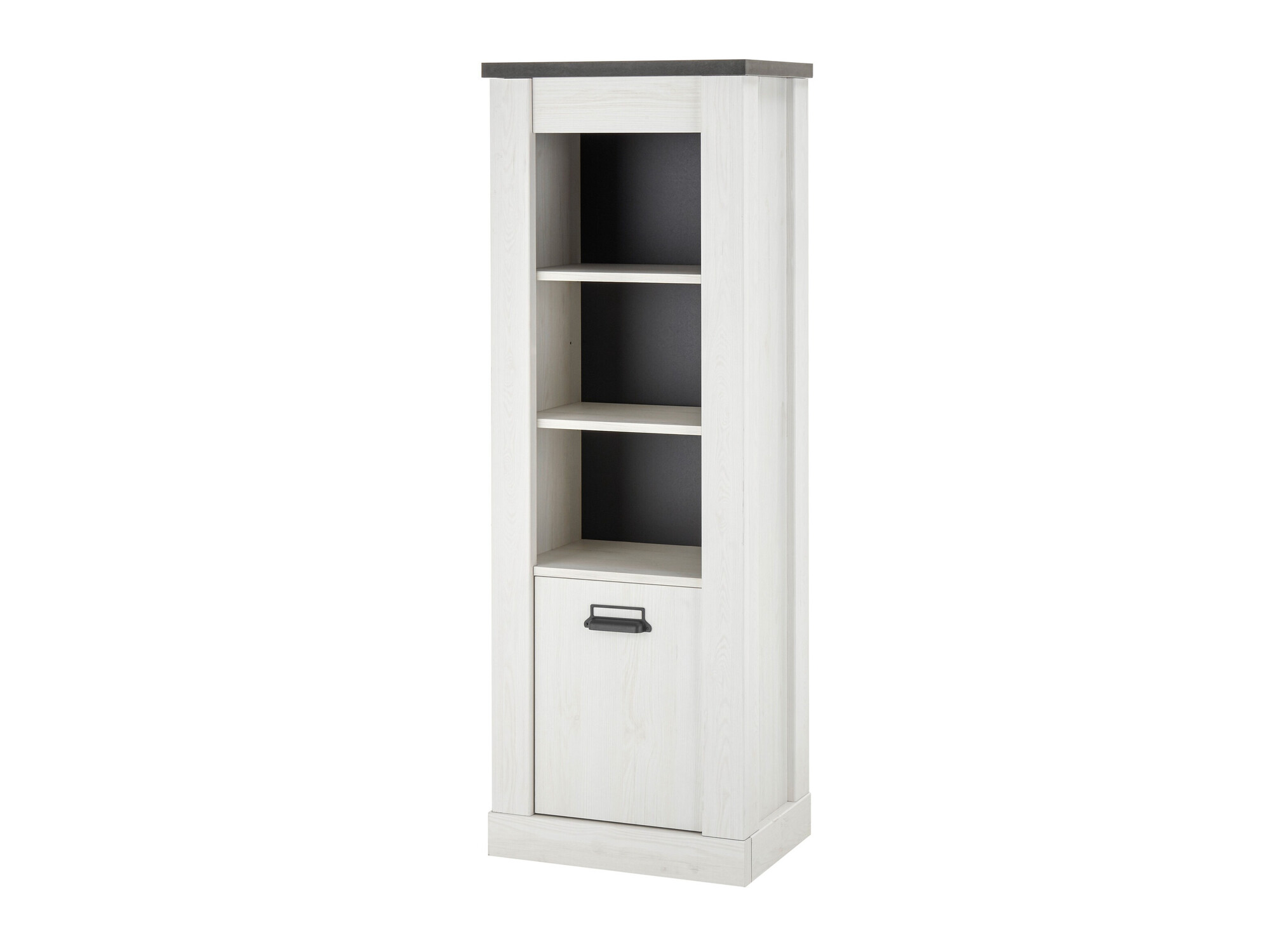 Boekenkast Cirtale 123 (Gebleekt grenen + Antraciet)