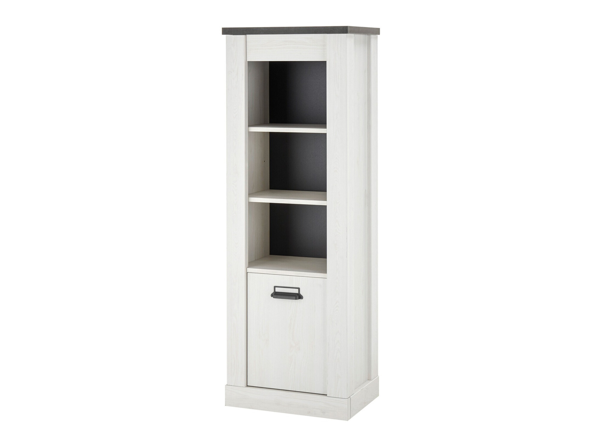 Boekenkast Cirtale 123 (Gebleekt grenen + Antraciet)