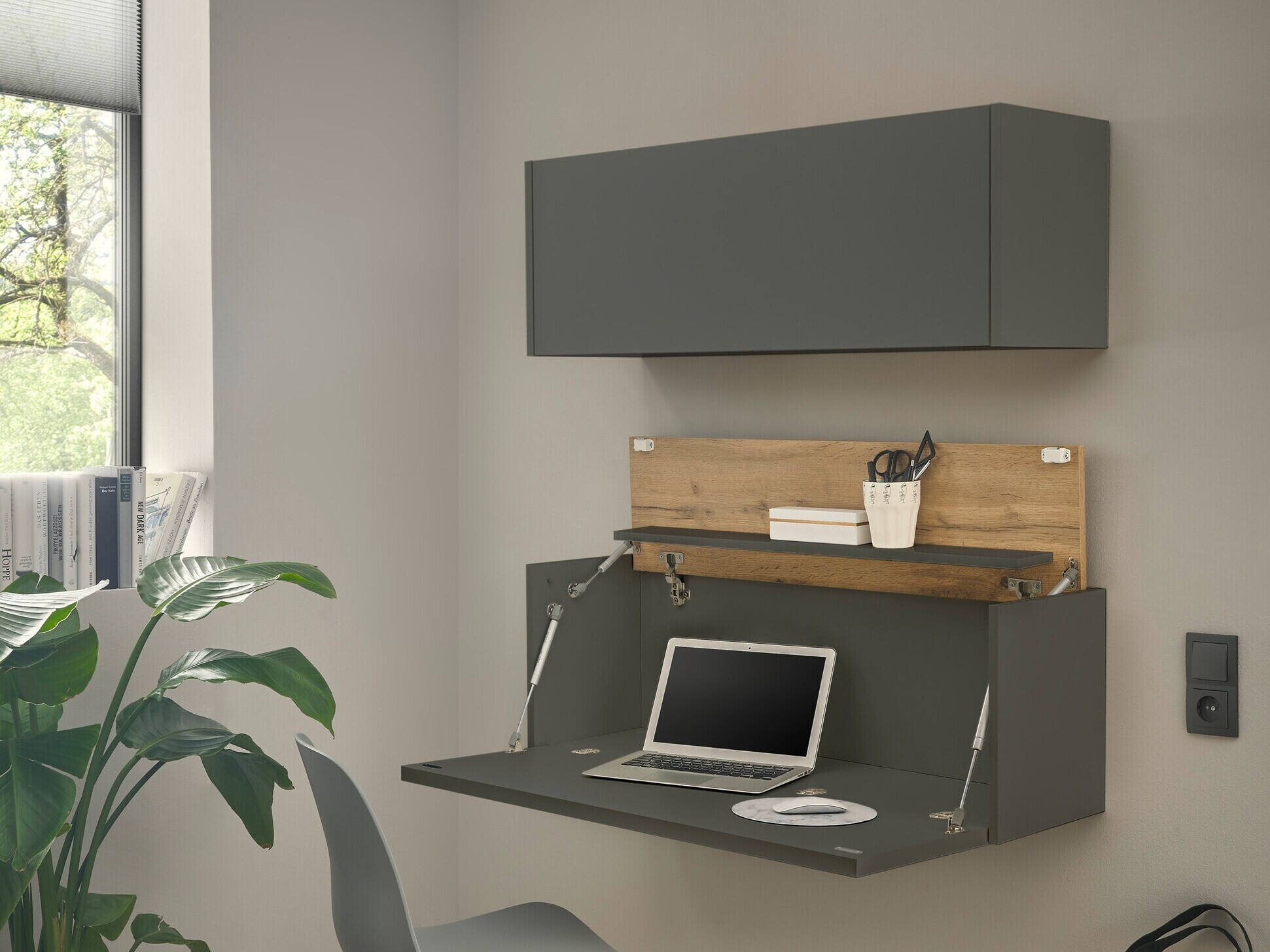 Thuiskantoorset Elbsori 158 (Antraciet + Wotan eik)