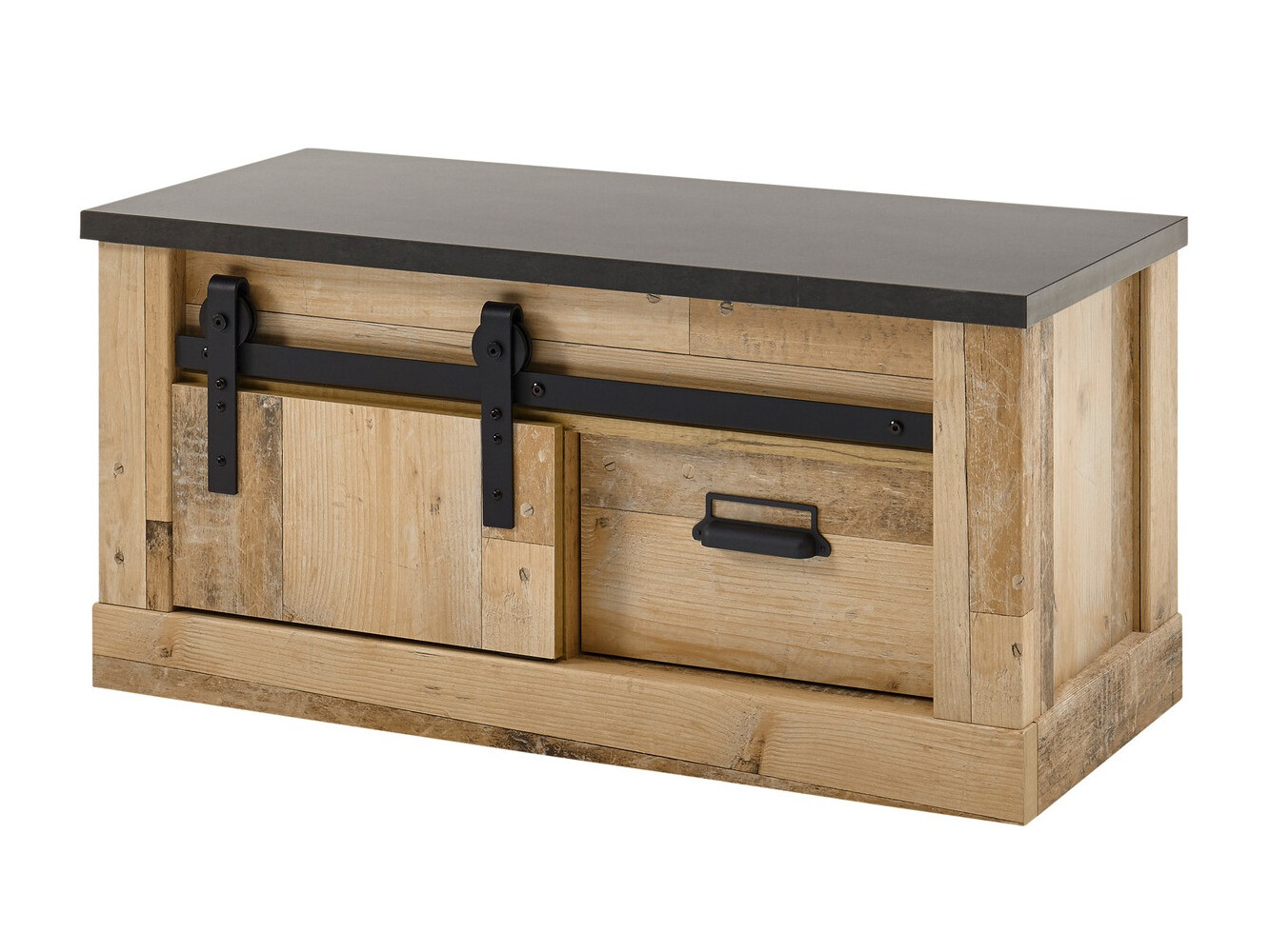 Schoenenkast Cirtale 124 (Antraciet + Verouderd hout)