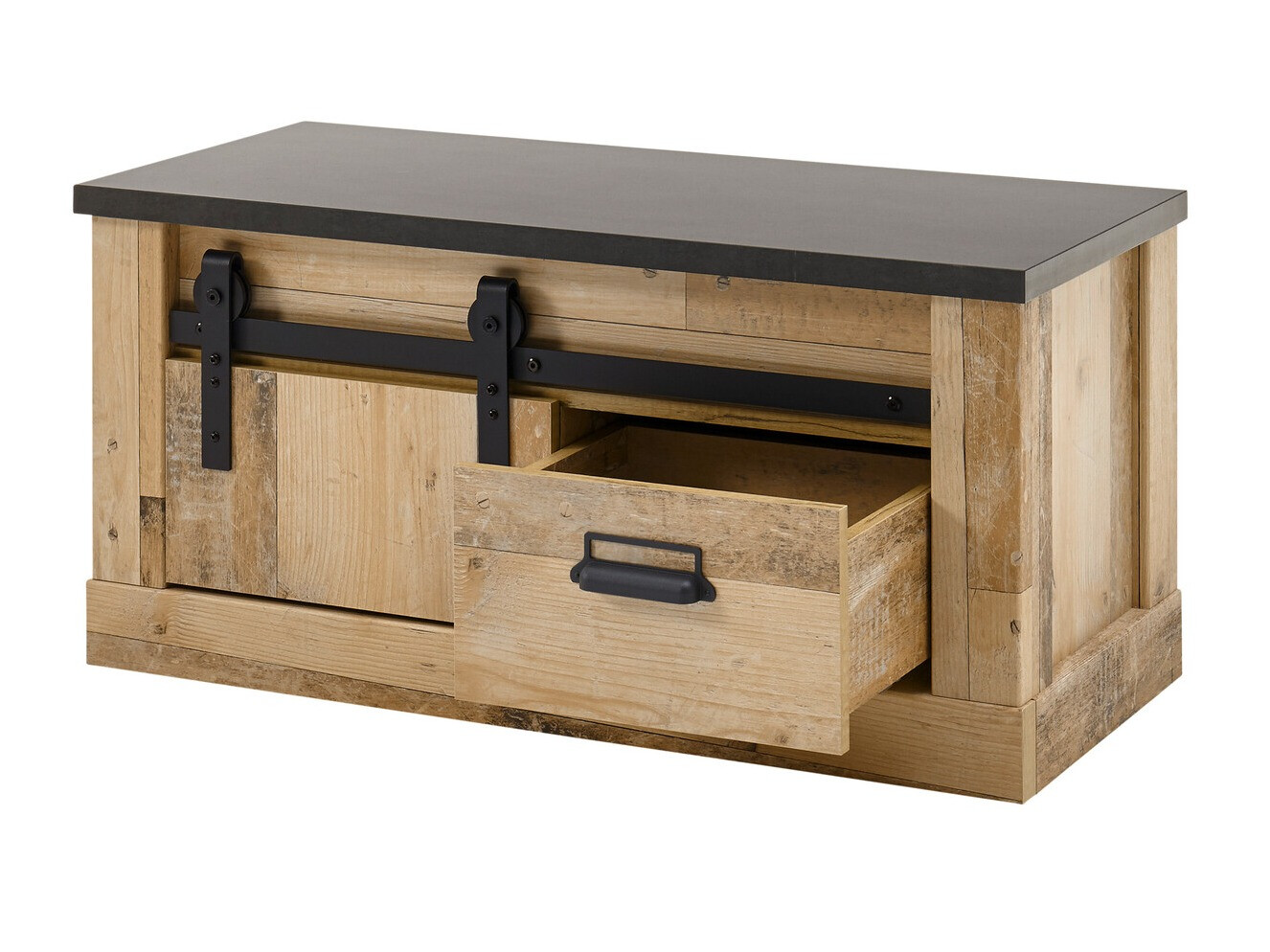 Schoenenkast Cirtale 124 (Antraciet + Verouderd hout)