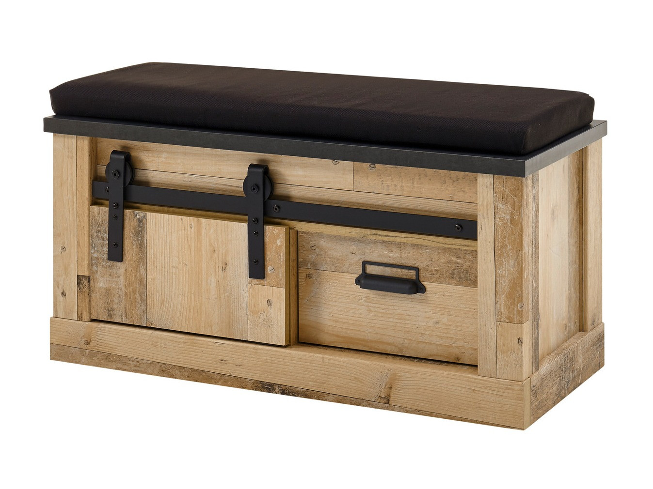 Schoenenkast Cirtale 125 (Antraciet + Verouderd hout)