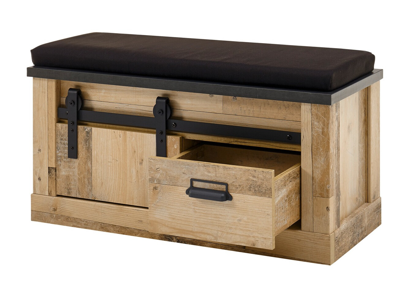 Schoenenkast Cirtale 125 (Antraciet + Verouderd hout)