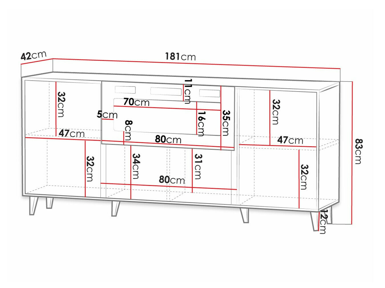 Dressoir Dicto I (Wit + Zwart)