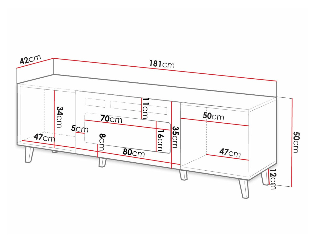 TV-meubel Levmari 106 (Wit + Zwart)