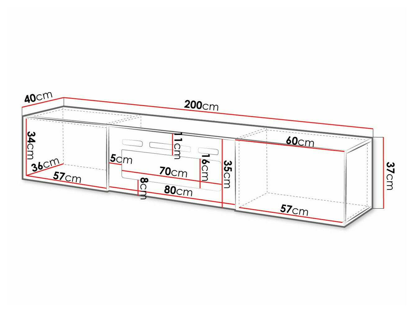 TV-meubel Imago I (Wit + Glanzend wit)