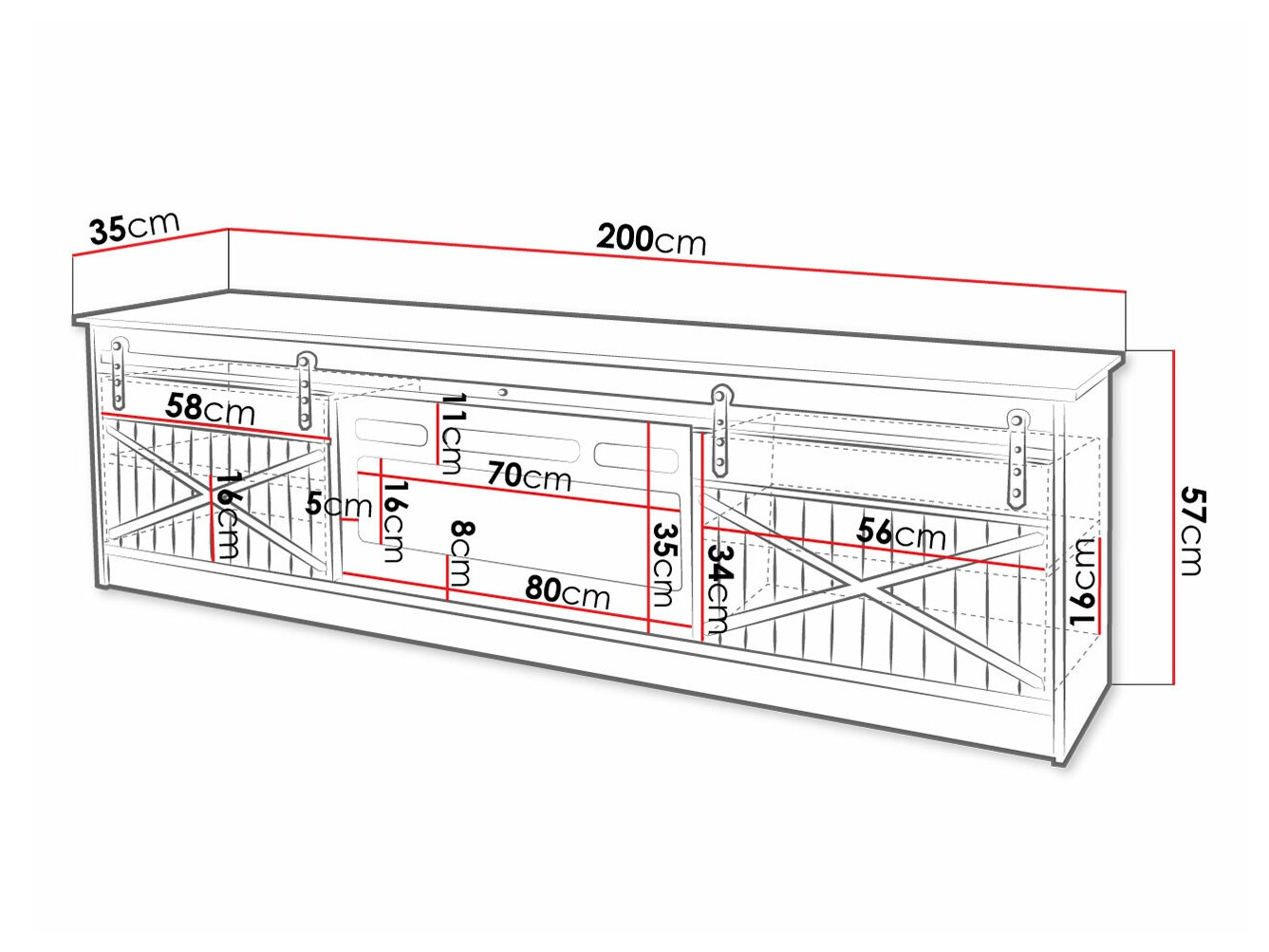 TV-meubel Charlotte 165 (Wotan eik)
