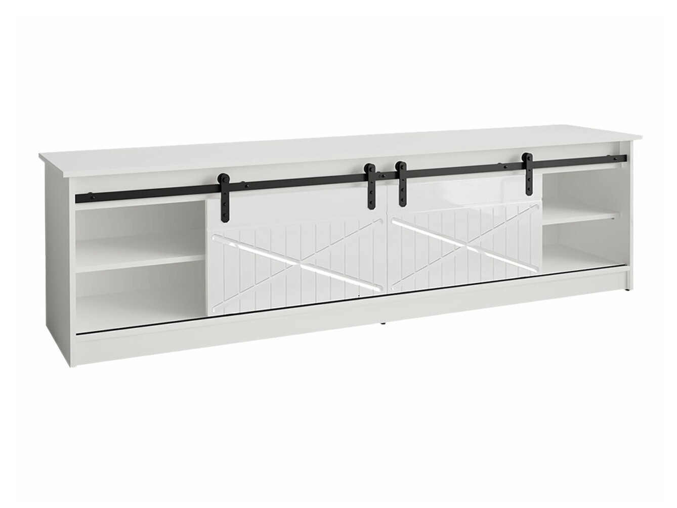 TV-meubel Charlotte 165 (Zwart + Glanzend zwart)