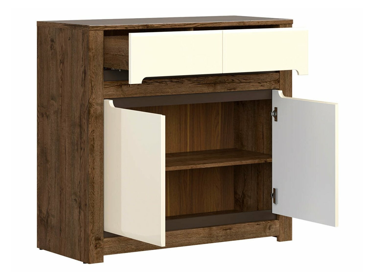 Ladekast Ophevaru 100 (Glanzend crème + April eiken)