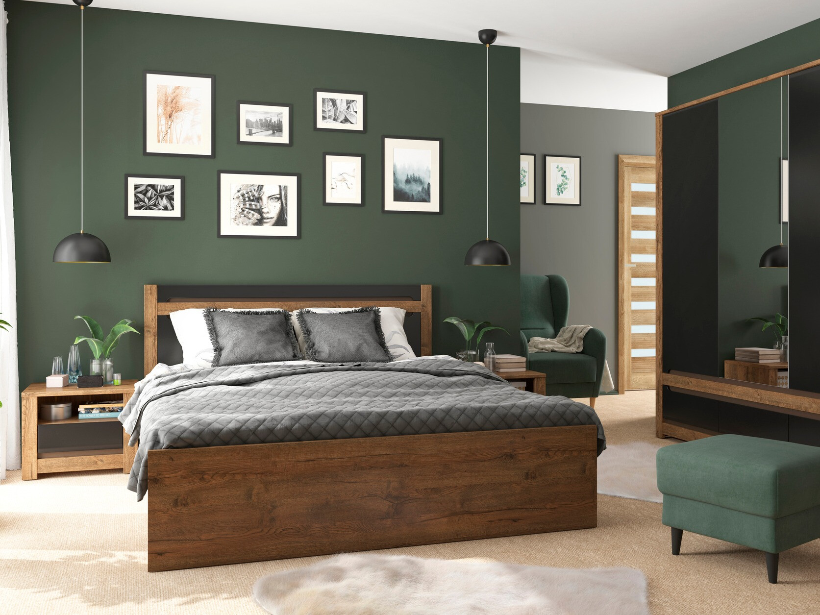 Nachtkastje Ophevaru 115 (Glanzend crème + April eiken)