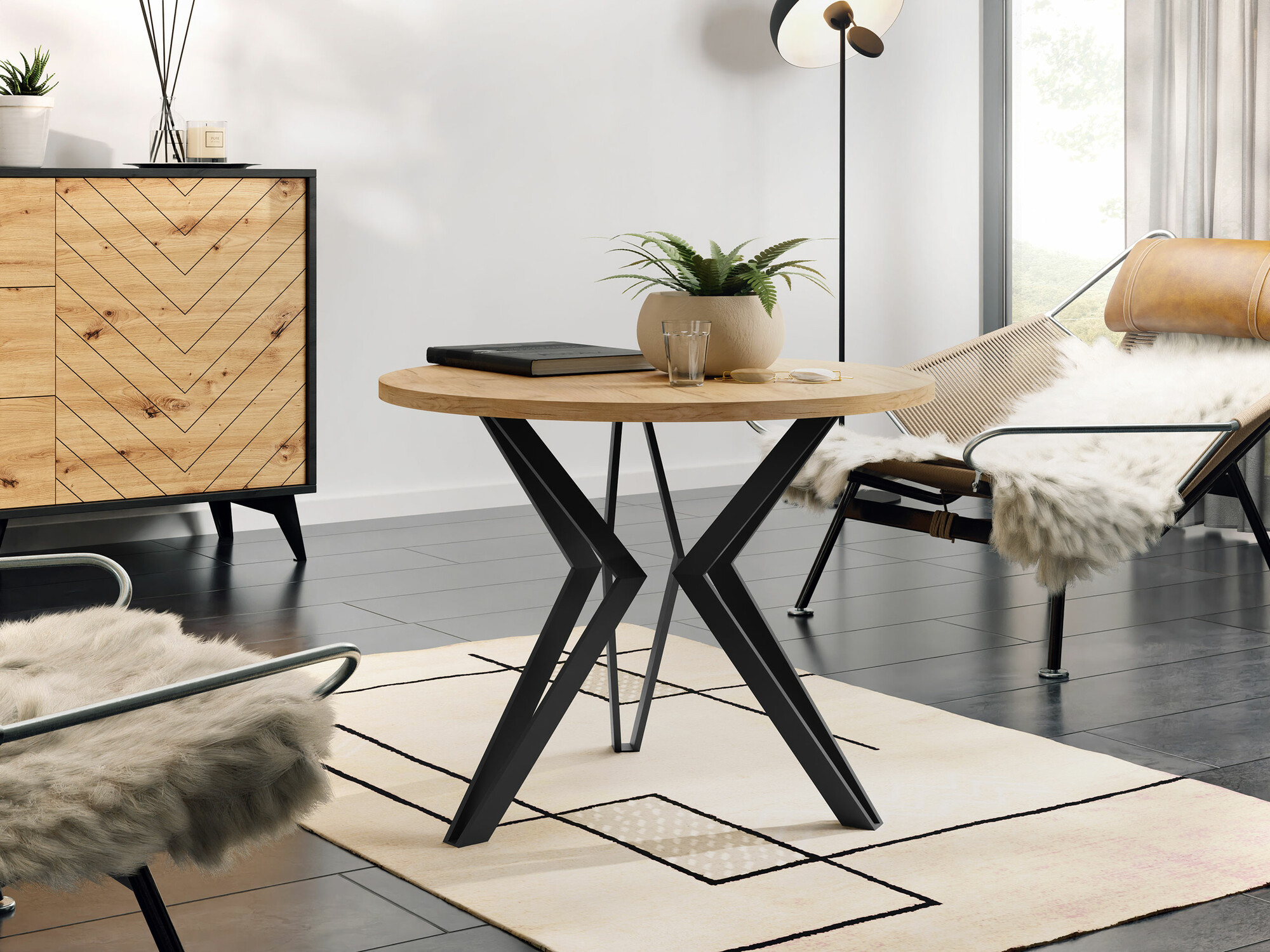 Salontafel Dearborn 105 (Gouden eik + Zwart)
