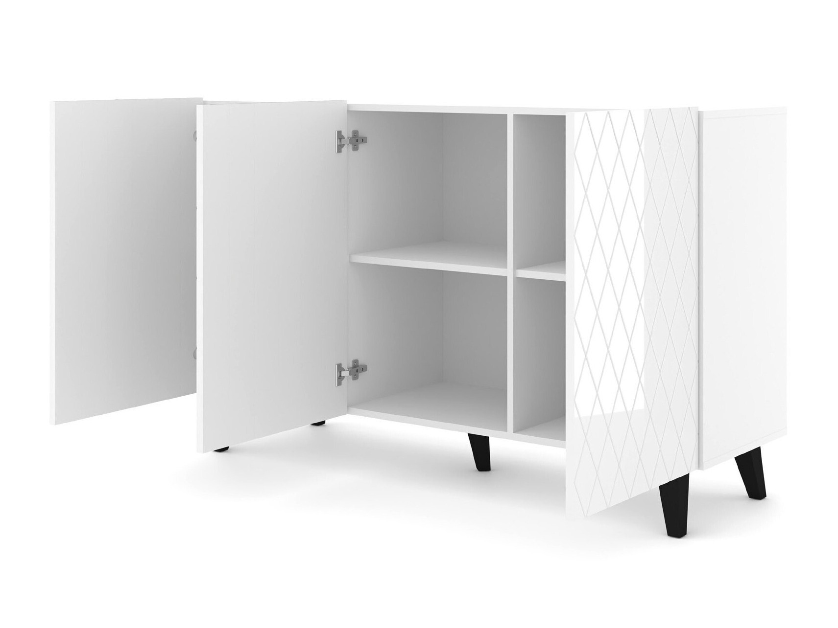 Dressoir Melmoro 104 (Glanzend wit + Zwart)