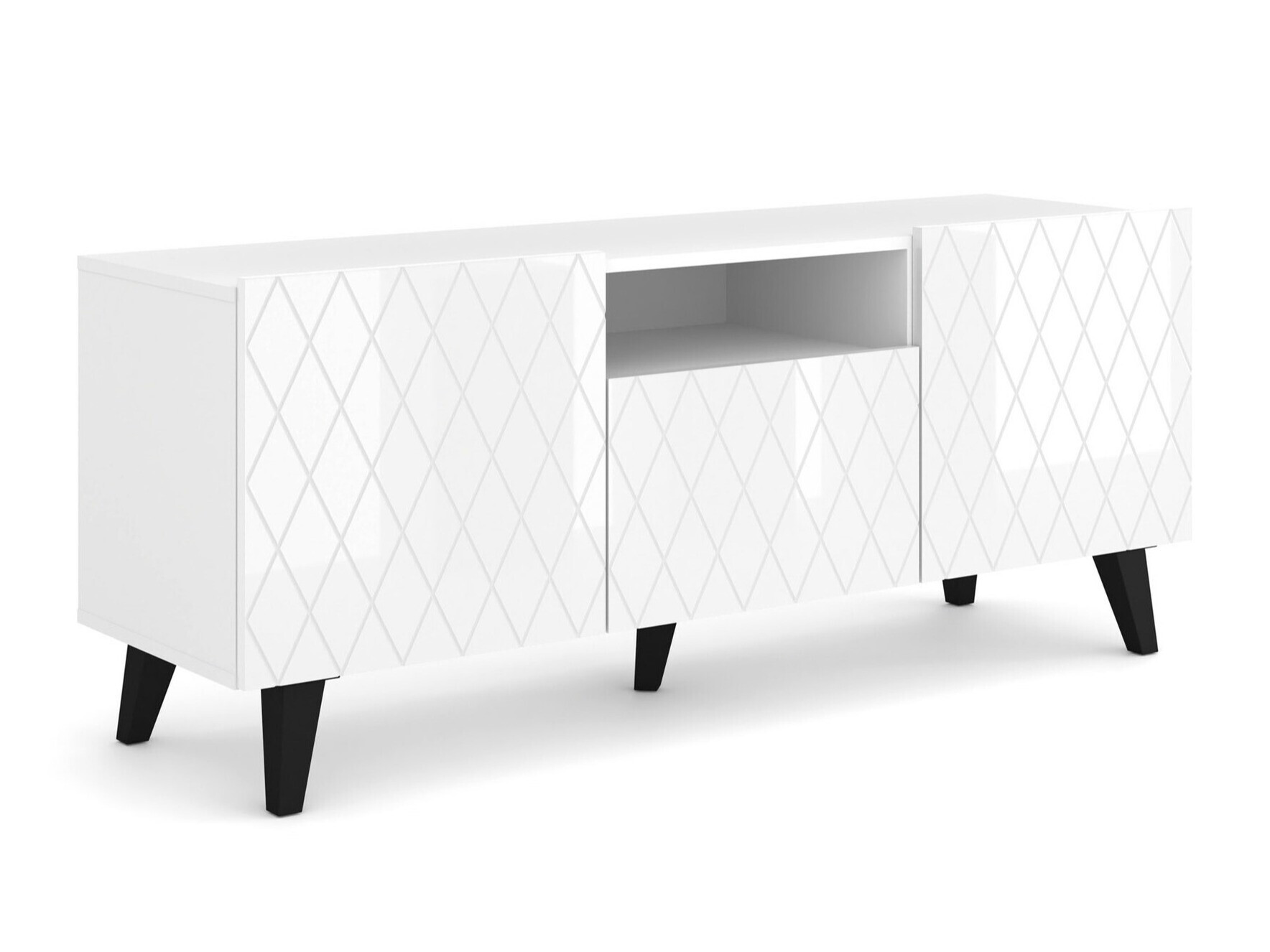 TV-meubel Melmoro 105 (Glanzend wit + Zwart)