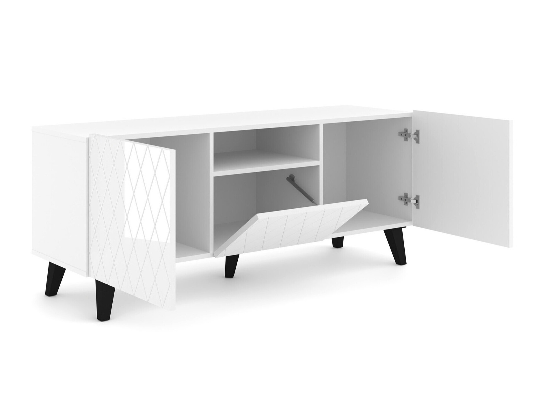 TV-meubel Melmoro 105 (Glanzend wit + Zwart)