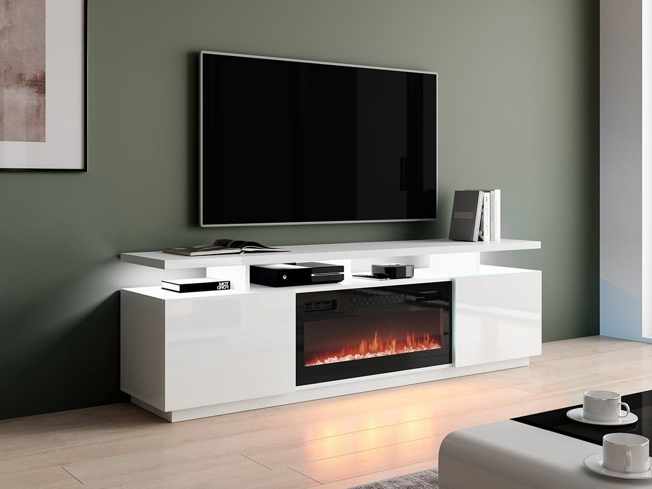 TV-meubel Figura I (Wit + Glanzend wit)