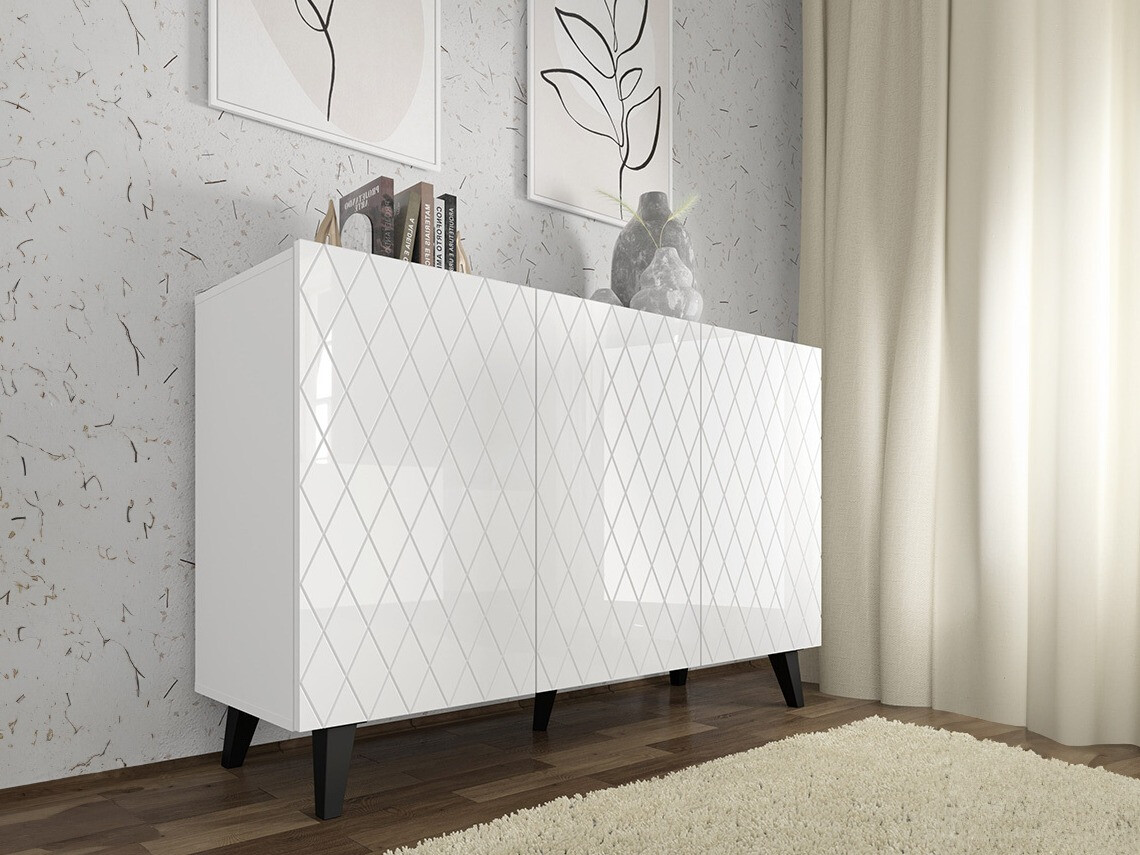 Dressoir Melmoro 104 (Glanzend wit + Zwart)