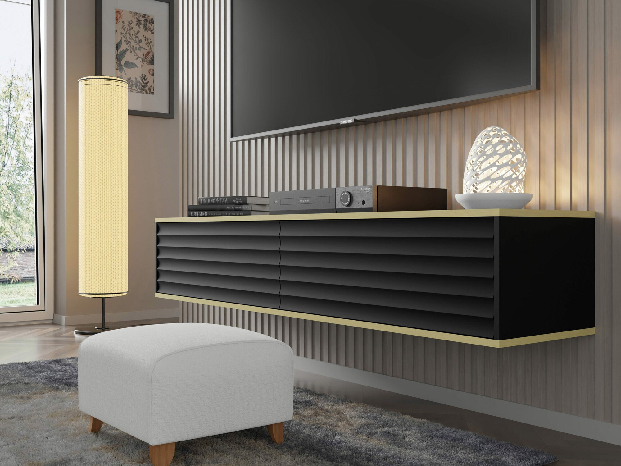 TV-meubel Buffalo 101 (Zwart + Gouden)