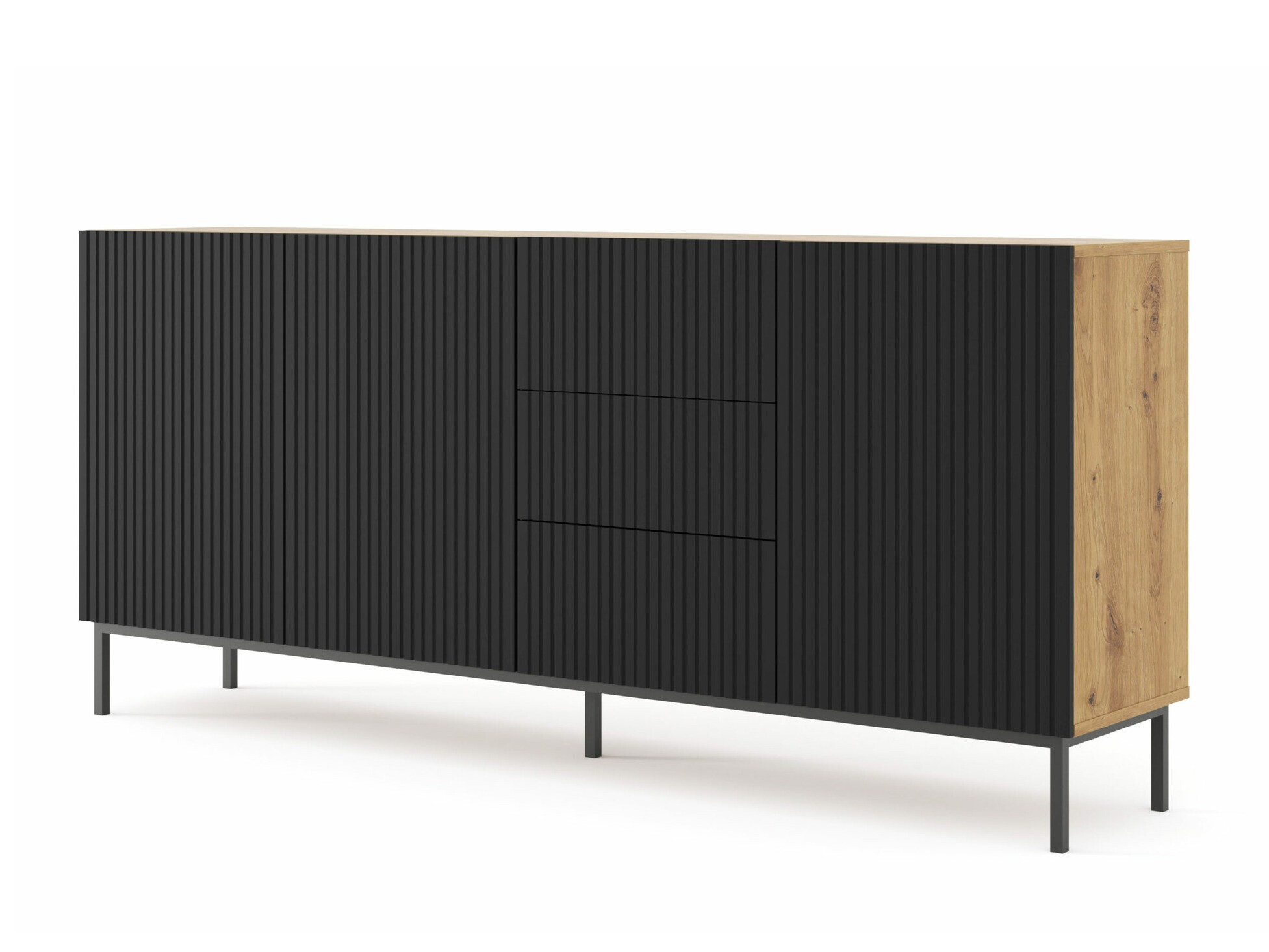 Ladekast Mirmaro 101 (Zwart + Artisan eiken)