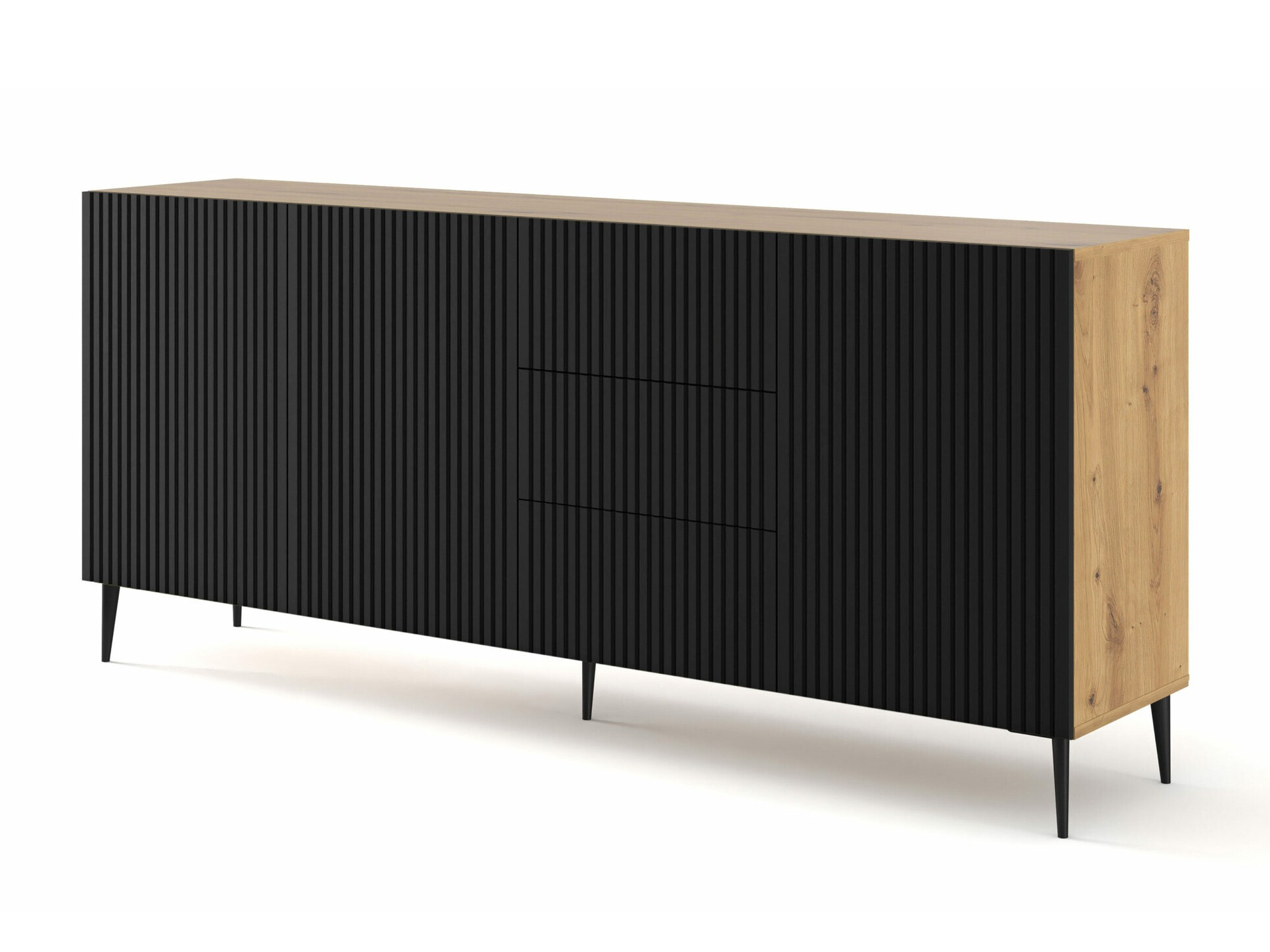 Ladekast Mirmaro 101 (Zwart + Artisan eiken)