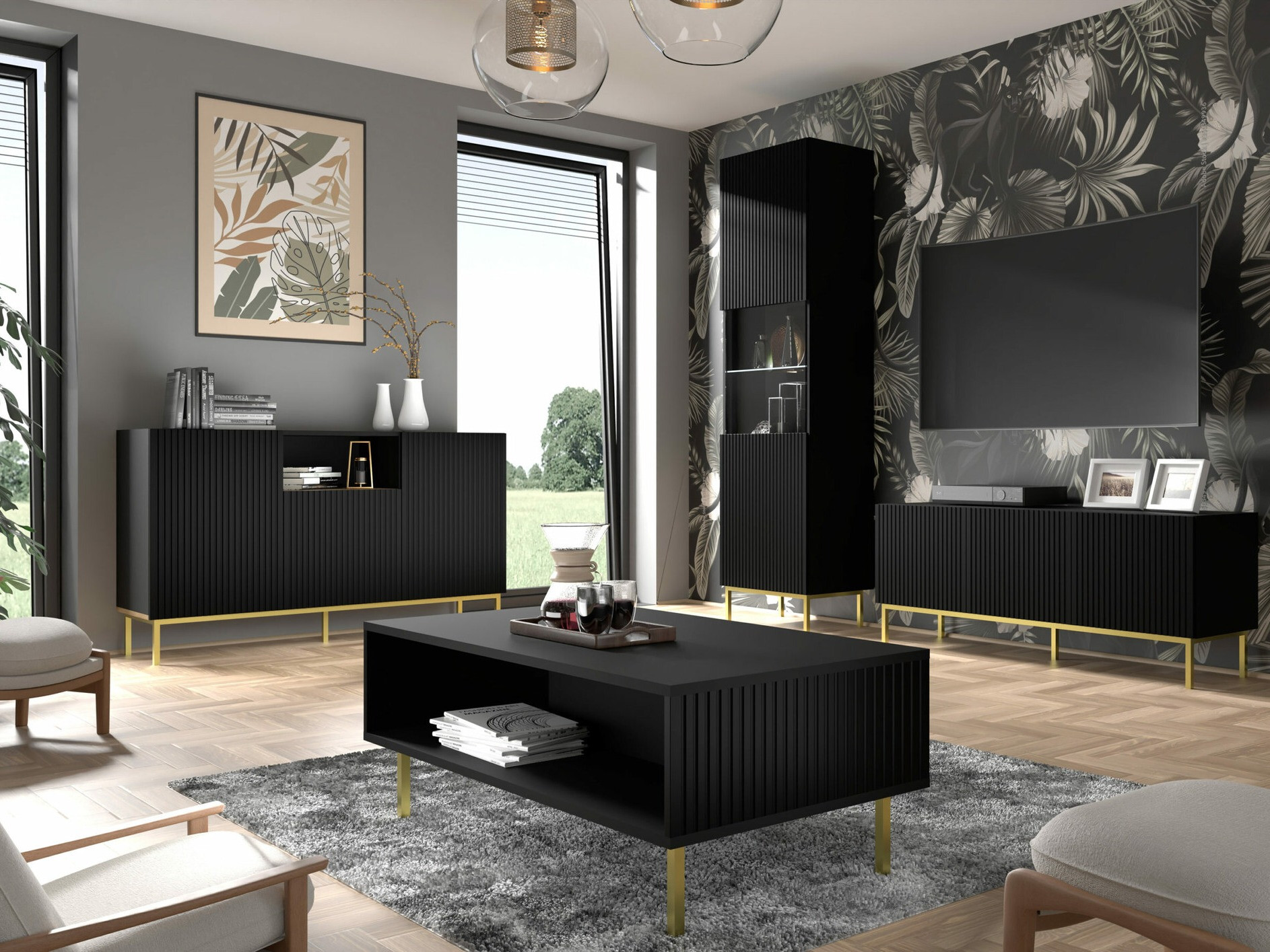 TV-meubel Mirmaro 102 (Zwart)