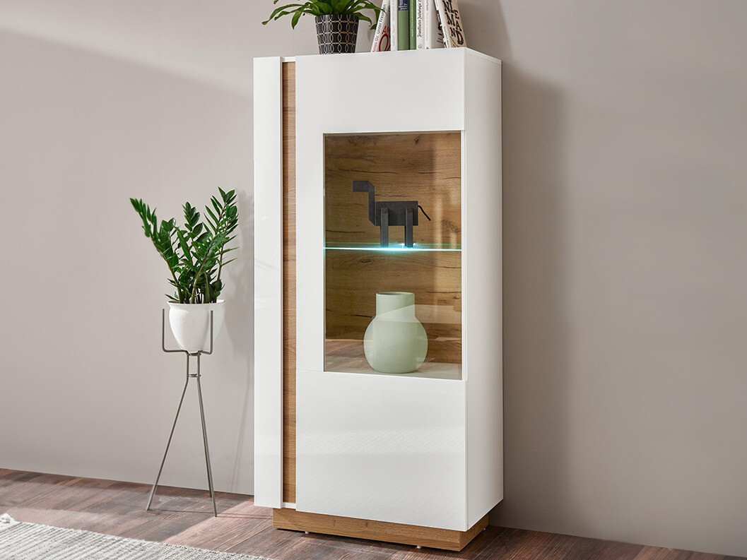 Boekenkast Veropho 101 (Glanzend wit + Kleinzoon eik)