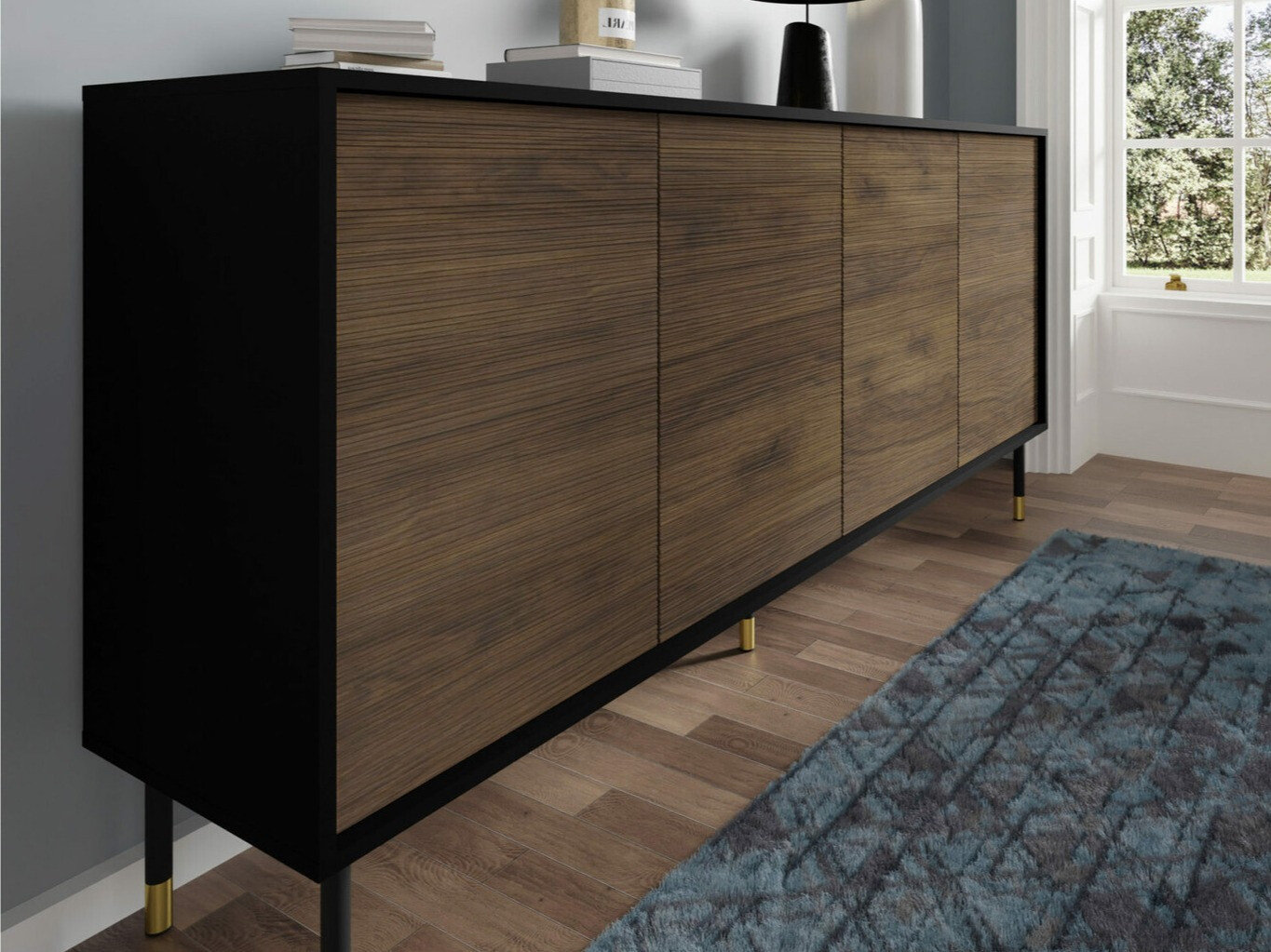 Dressoir Romtole 101 (Zwart + Donkere eik)