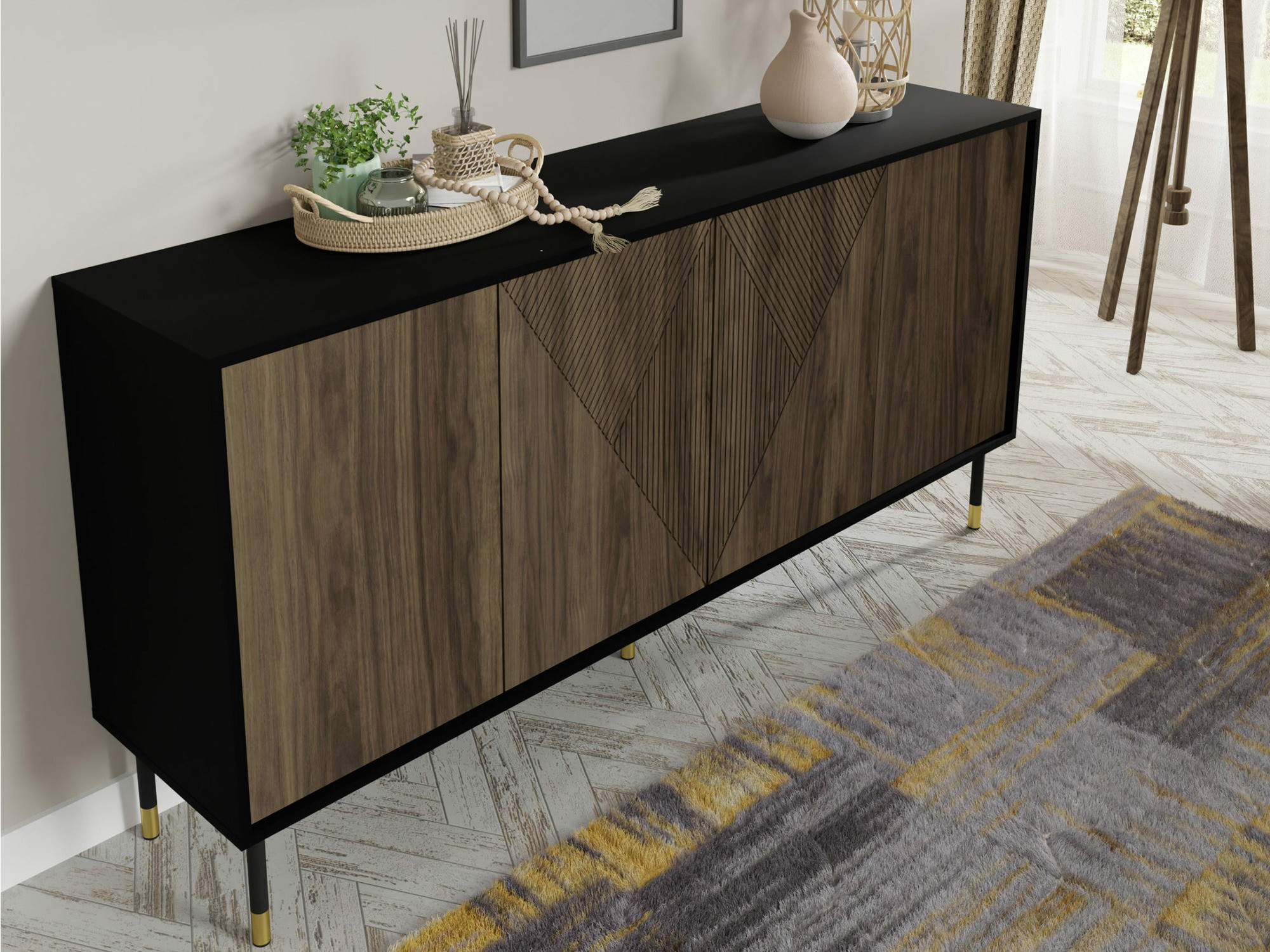 Dressoir Teopha 101 (Zwart + Notenhout)