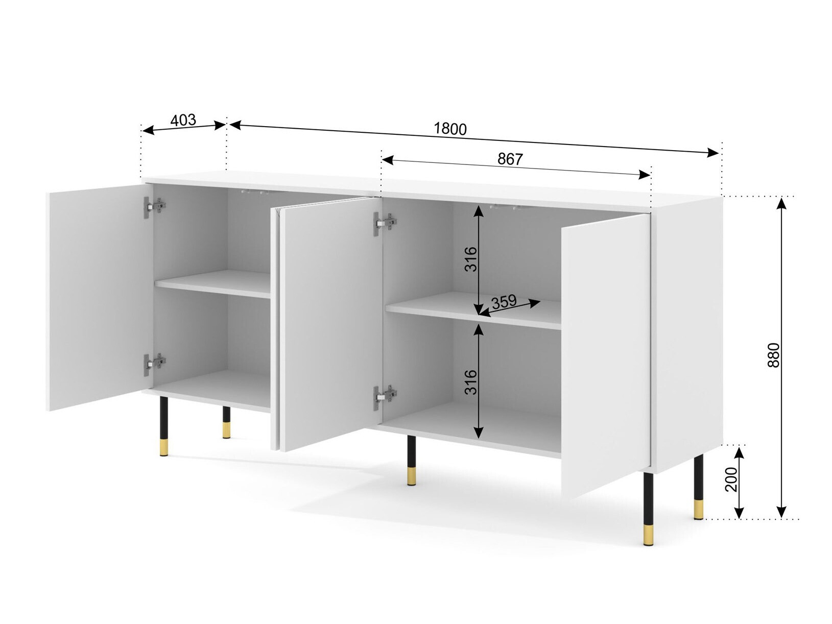 Dressoir Teopha 101 (Zwart + Notenhout)