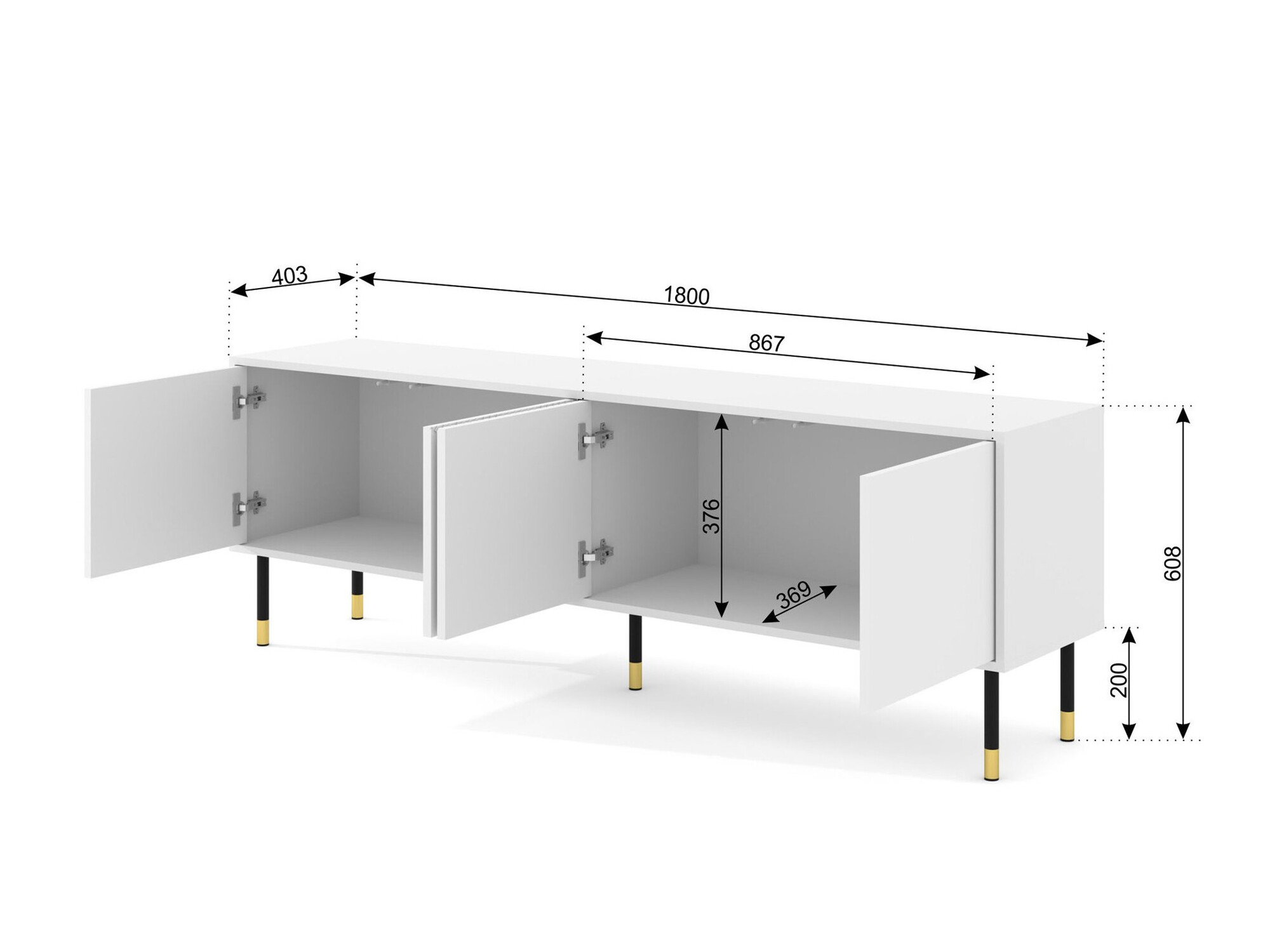 TV-meubel Teopha 100 (Zwart + Notenhout)