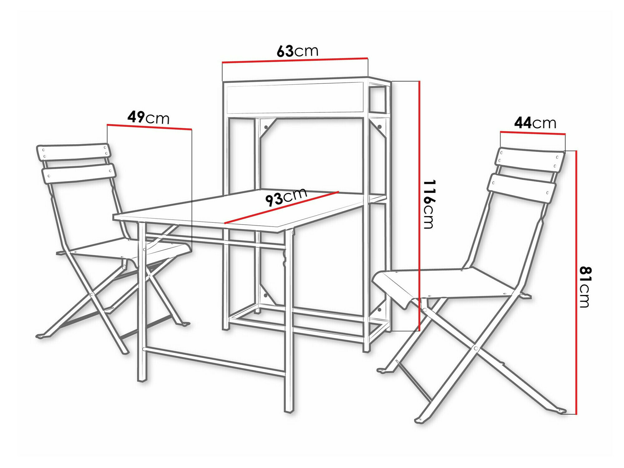 Balkonset Richardson 124 (Zwart)