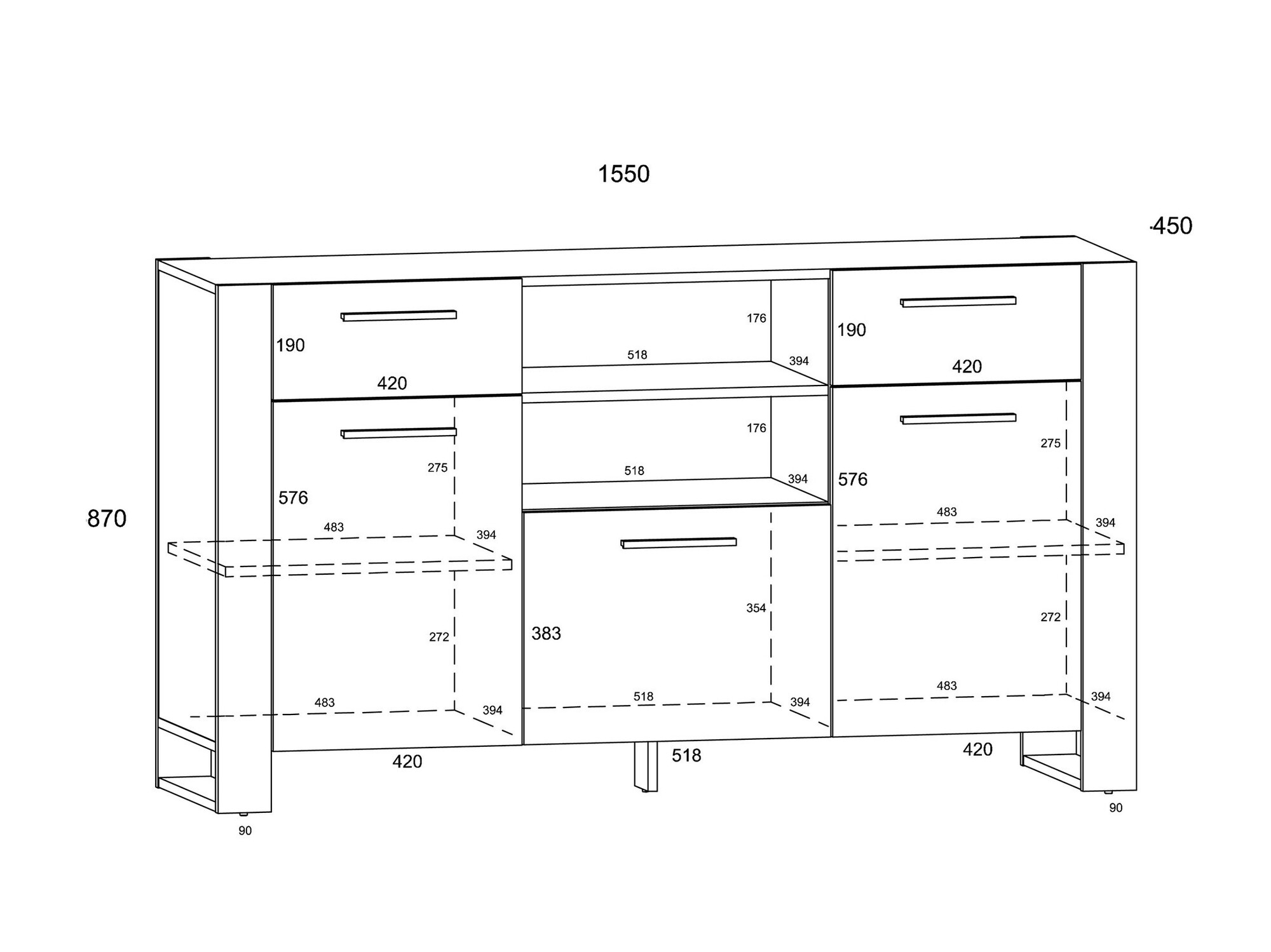Ladekast Cordoro 115 (Artisan eiken)