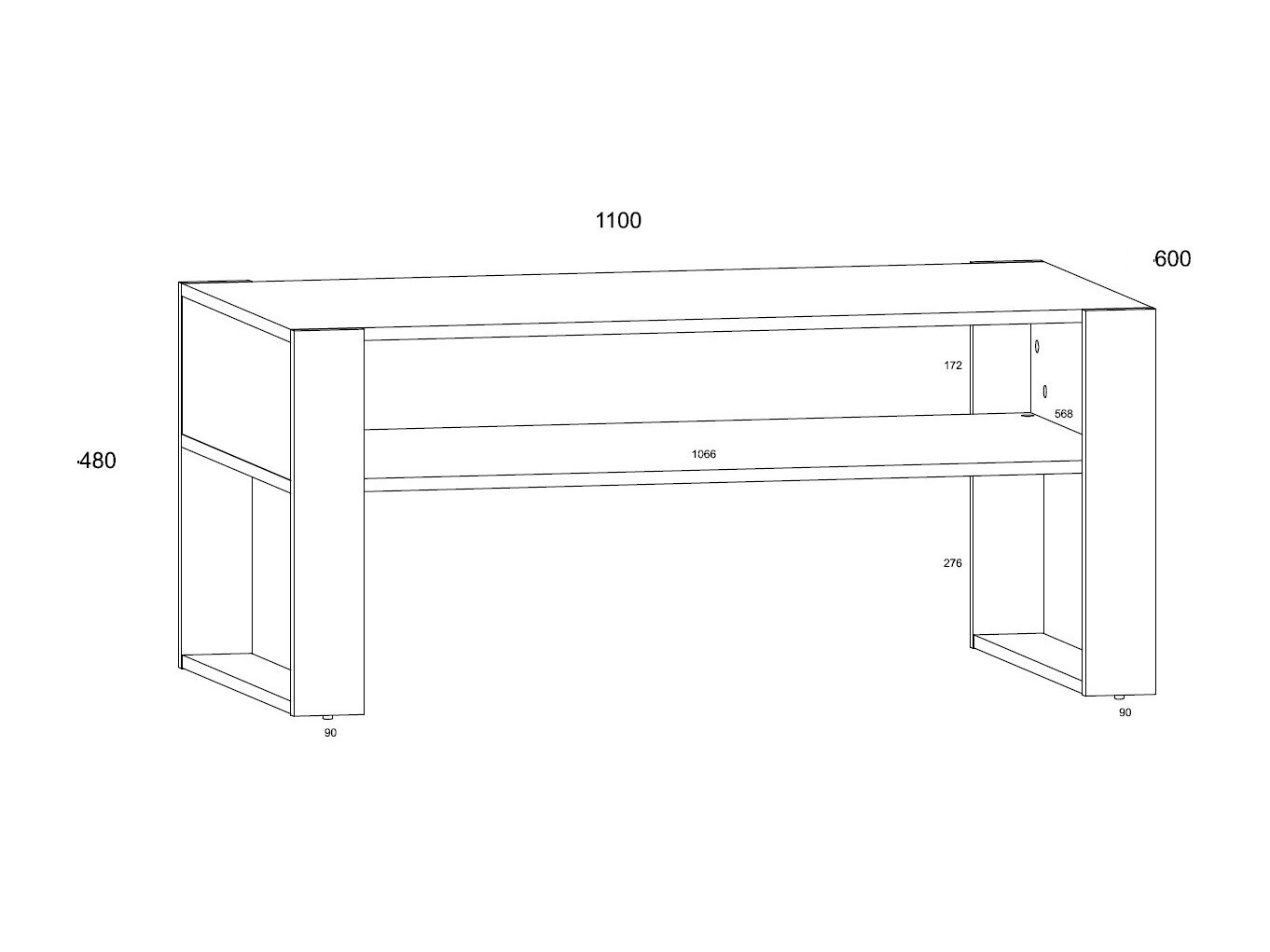 Salontafel Cordoro 107 (Wit)
