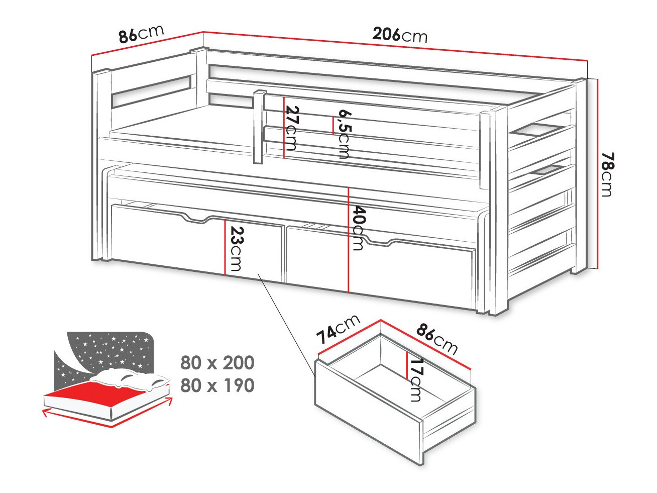 Bed Vista 113 (Grijs)
