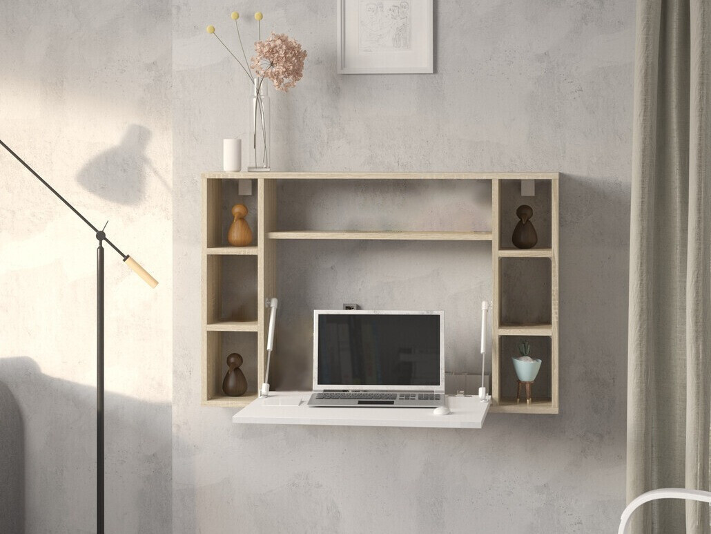 Bureau Buffalo 129 (Sonoma eik + Glanzend wit)