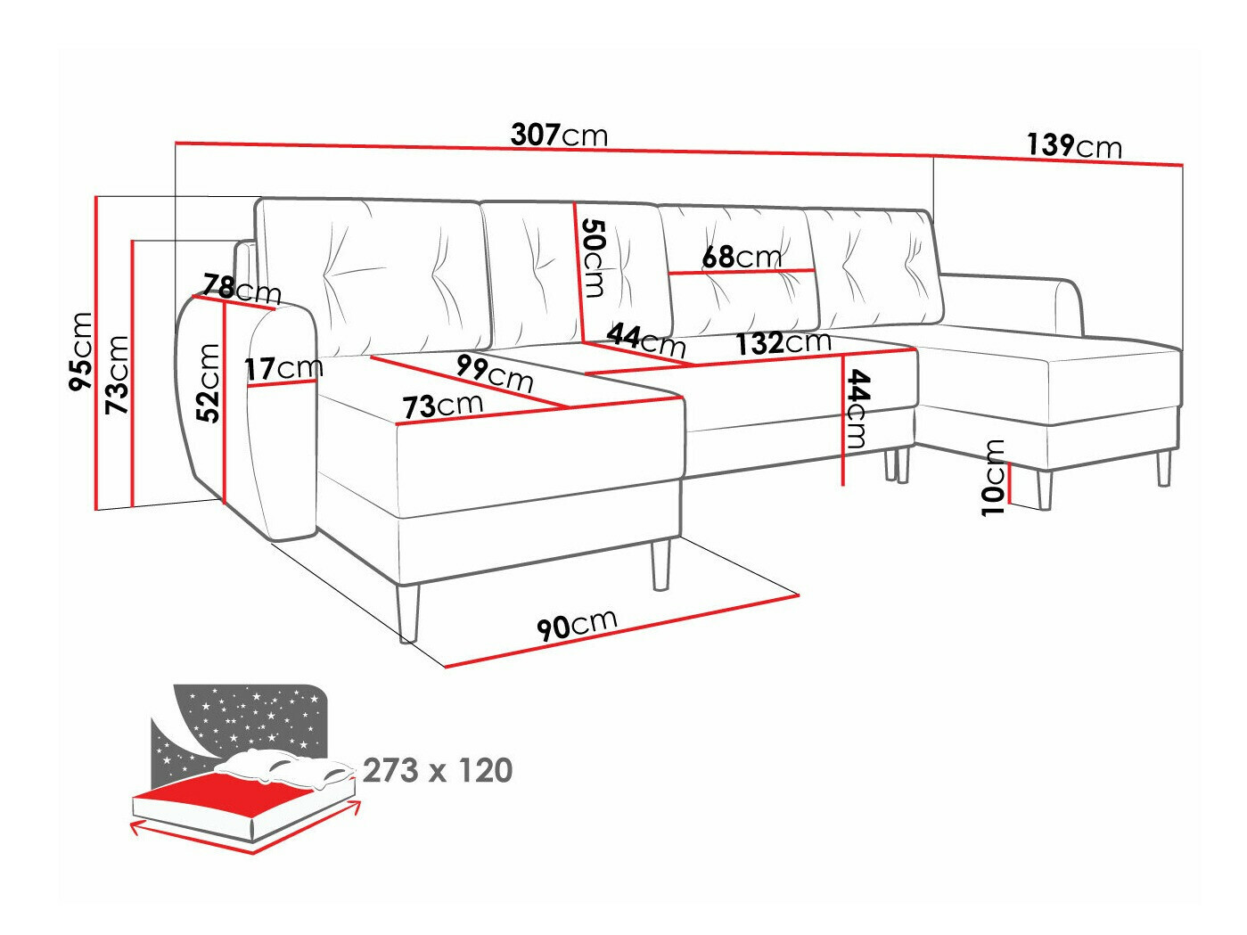 Hoekbank Memphis 140 (Poso 100)