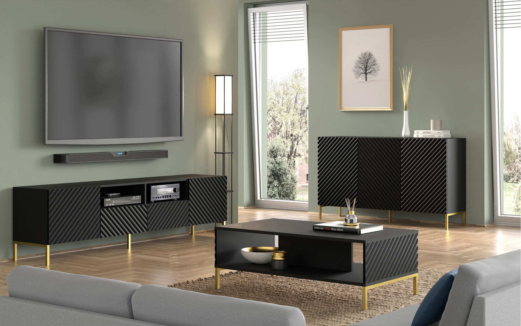 TV-meubel Fivremu 102 (Zwart)