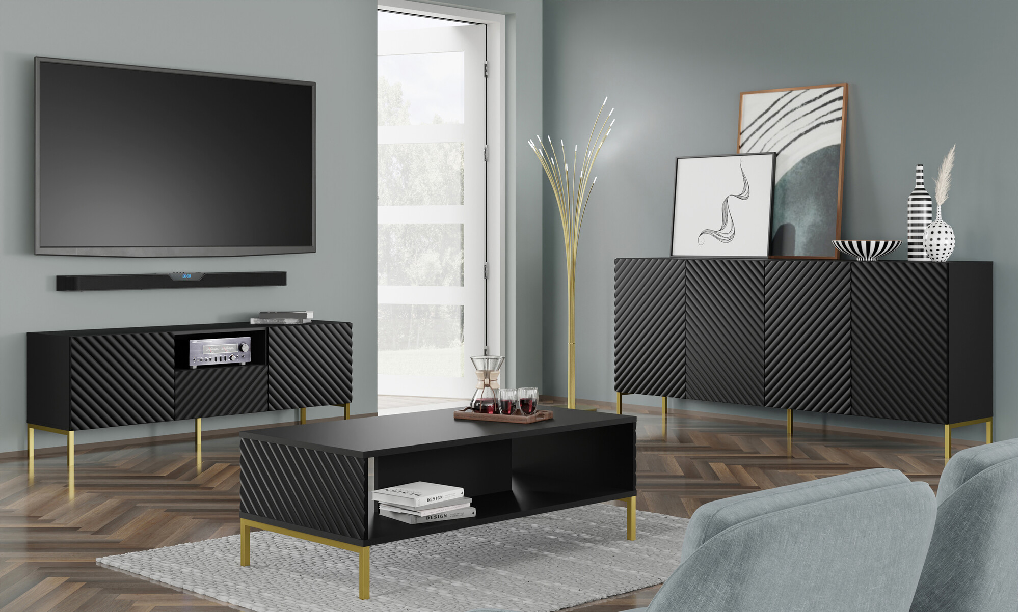 TV-meubel Fivremu 103 (Zwart)