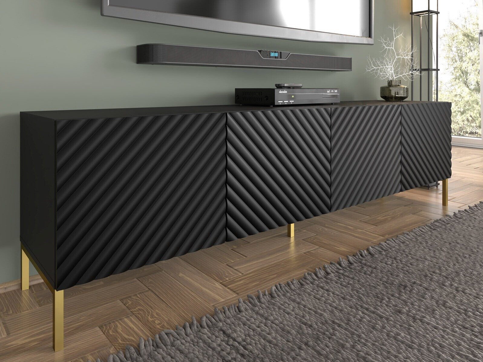 TV-meubel Fivremu 104 (Zwart)