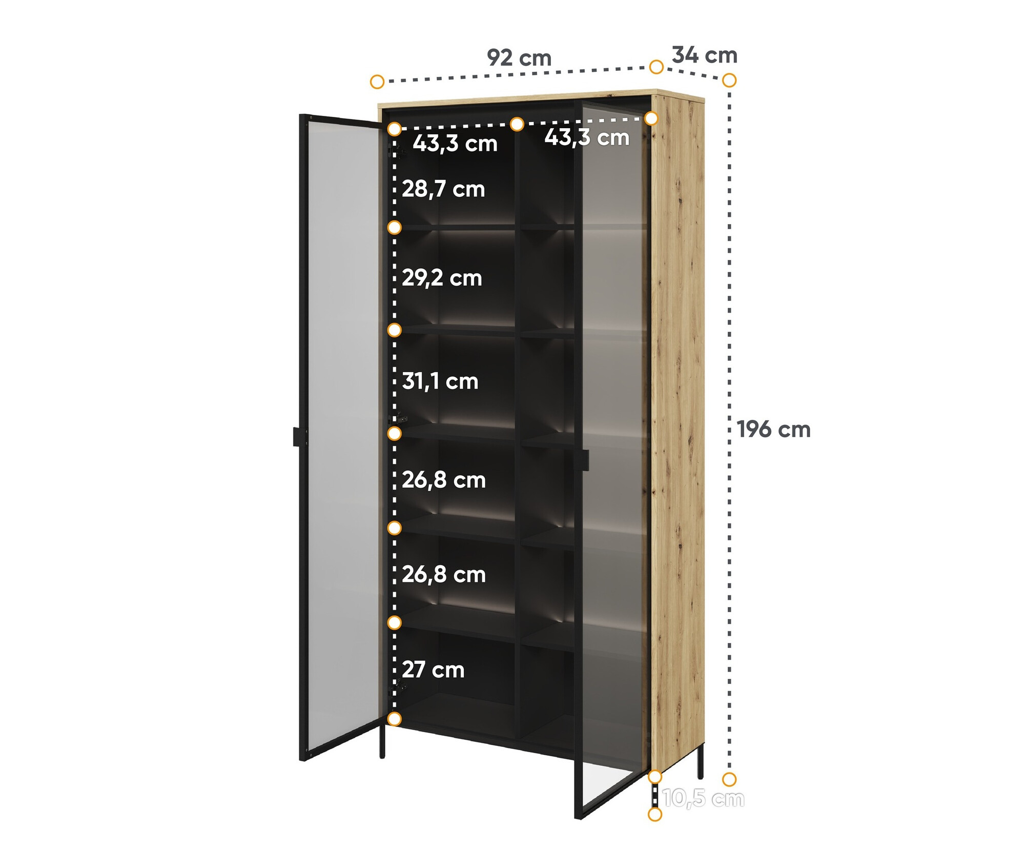 Boekenkast Fernolu 106 (Artisan eiken + Zwart)