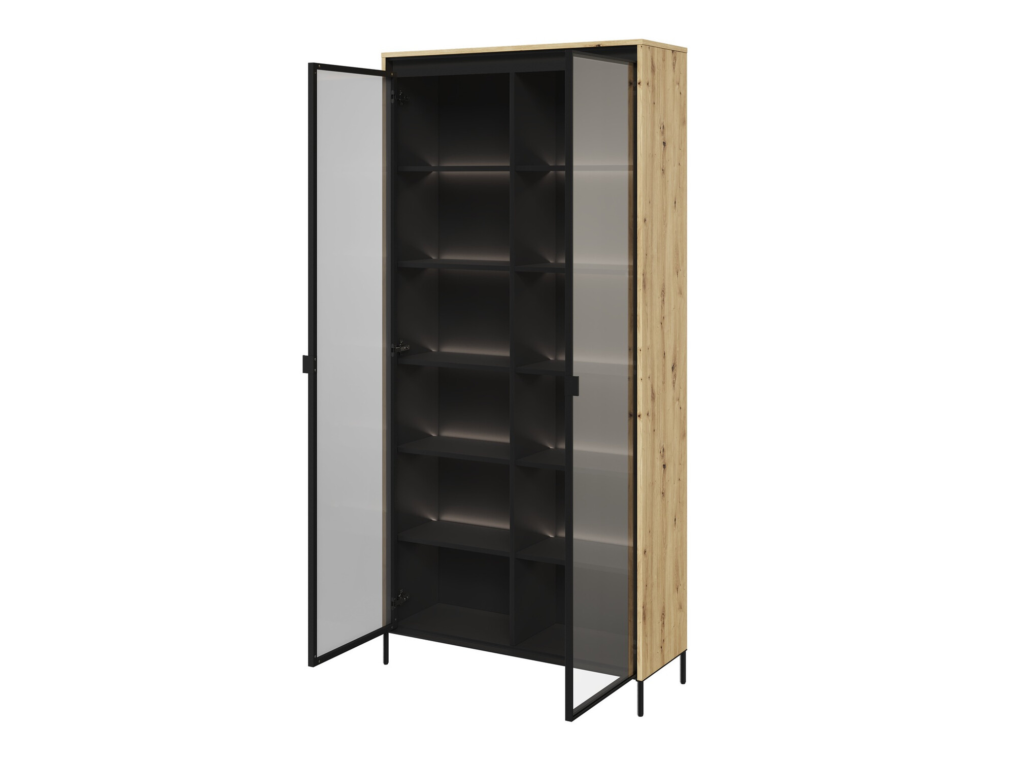 Boekenkast Fernolu 106 (Artisan eiken + Zwart)