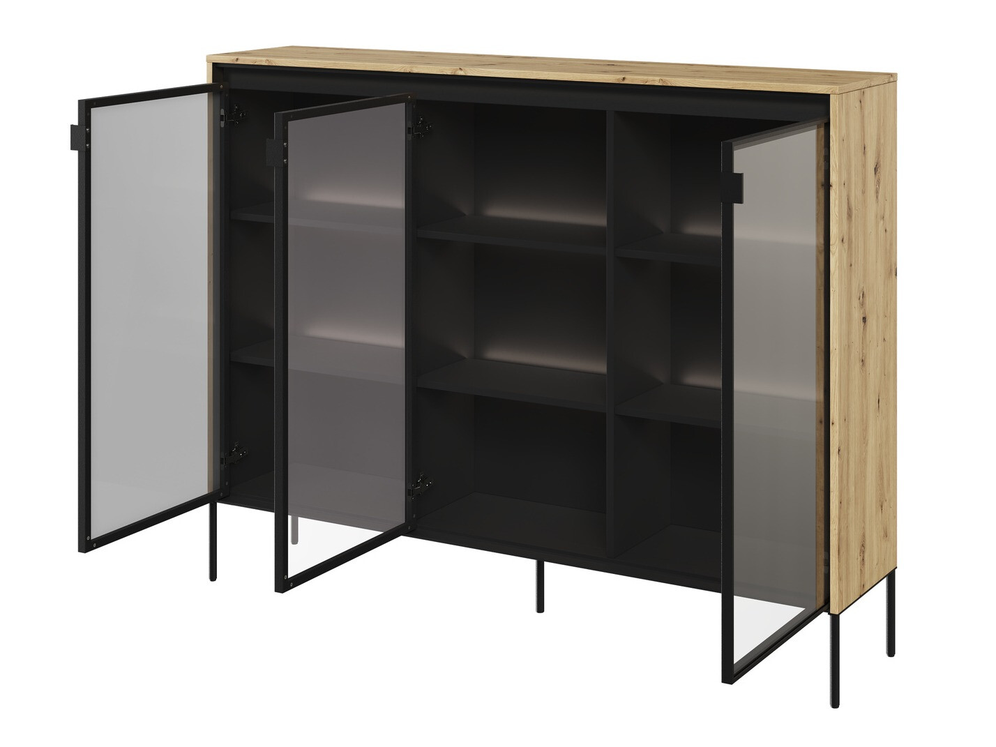 Dressoir Fernolu 108 (Artisan eiken + Zwart)