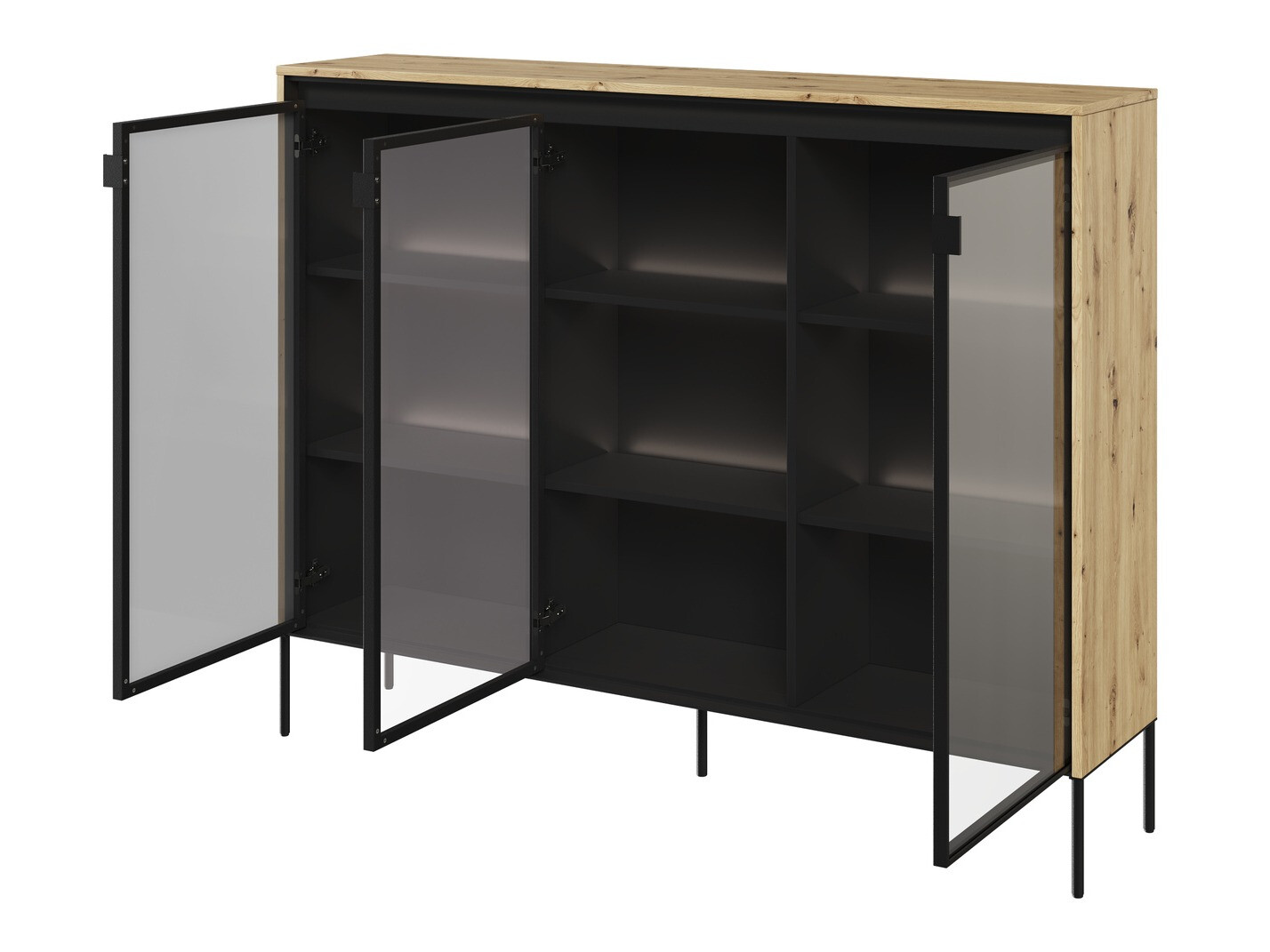 Dressoir Fernolu 108 (Artisan eiken + Zwart)