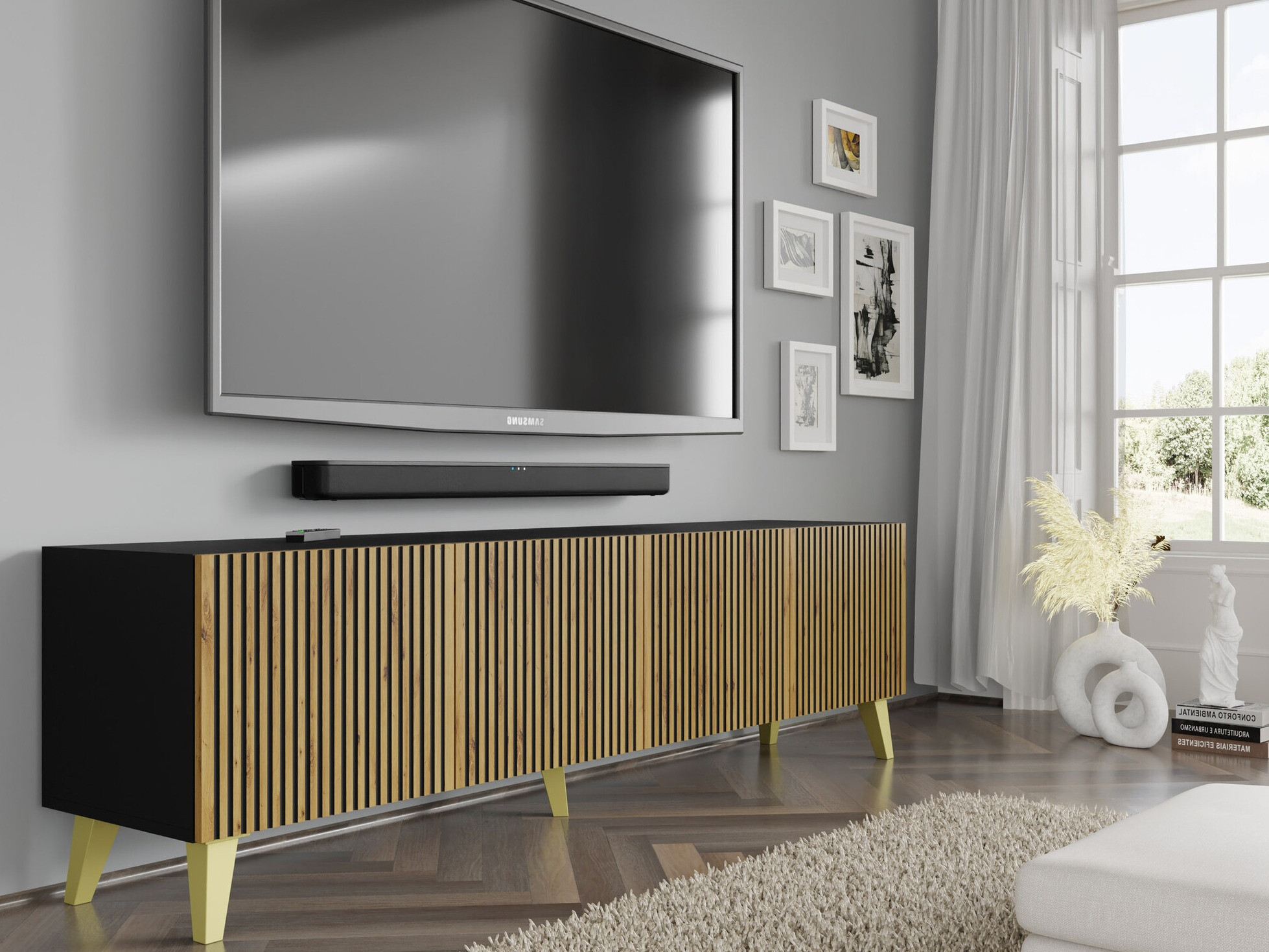 TV-meubel Buffalo 152 (Artisan eiken + Zwart)