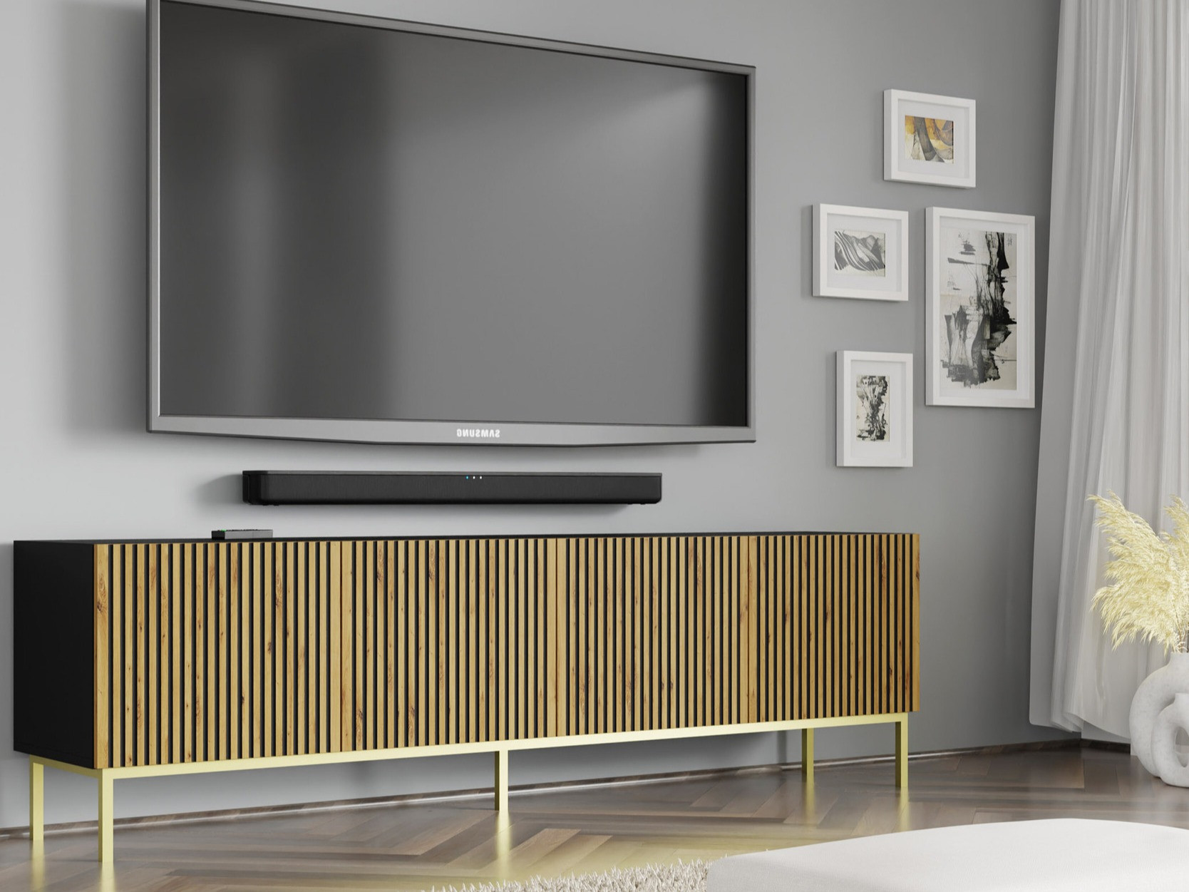 TV-meubel Talsalu 101 (Artisan eiken + Zwart)