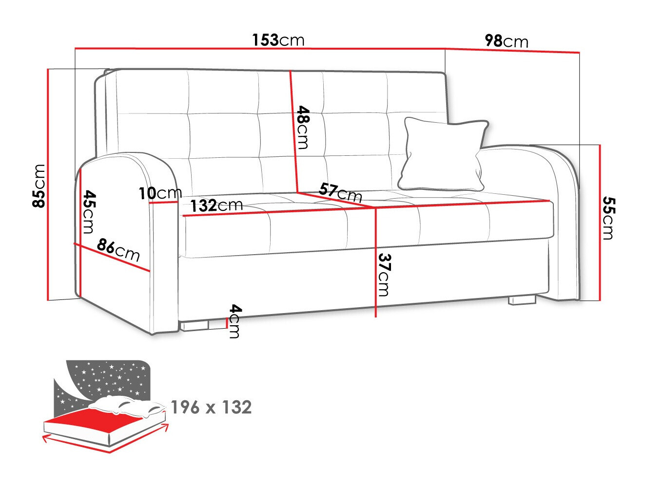 Slaapbank Columbus 116 (Aragon 20)