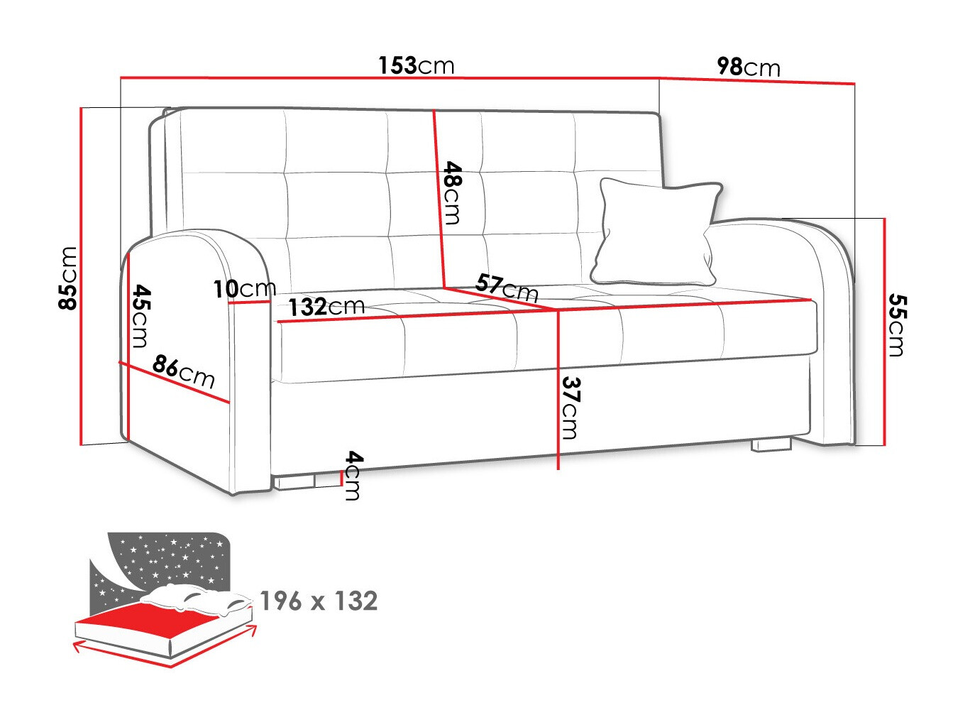 Slaapbank Columbus 116 (Aragon 93)