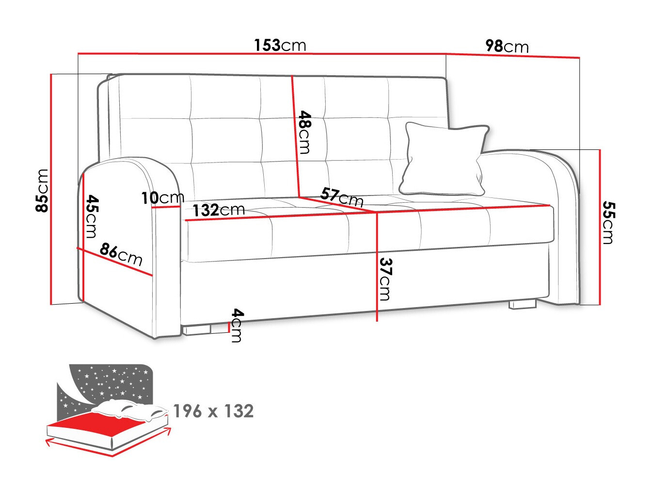 Slaapbank Silona III (Aragon 80)