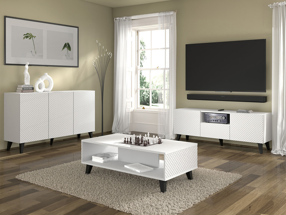 Dressoir Fensalo 101 (Wit + Glanzend wit)