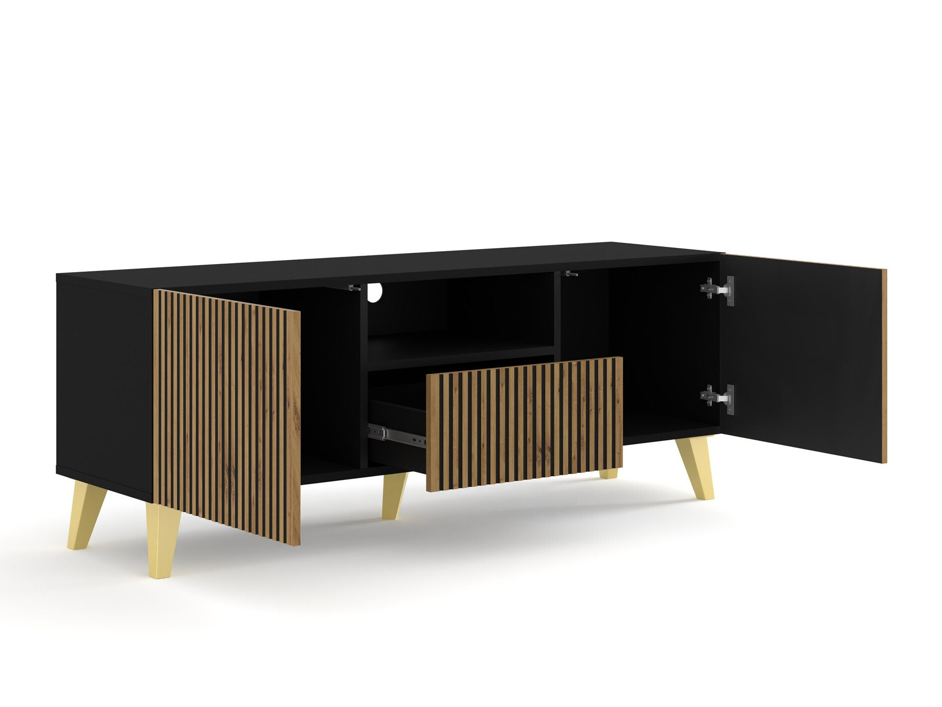 TV-meubel Buffalo 156 (Zwart + Artisan eiken)