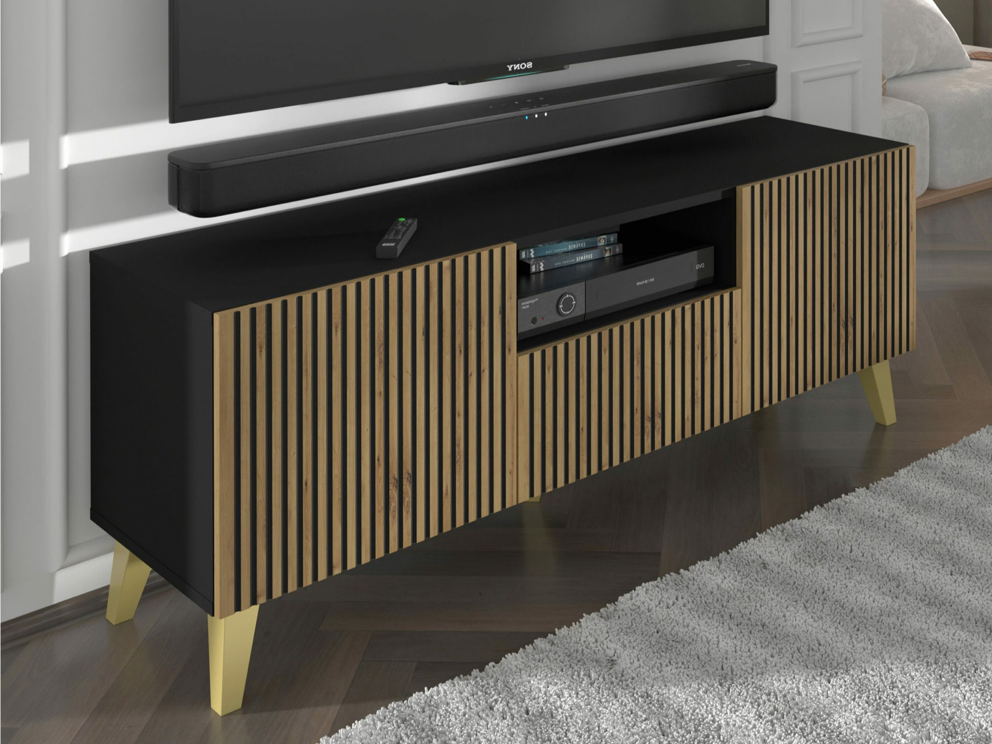 TV-meubel Buffalo 156 (Zwart + Artisan eiken)